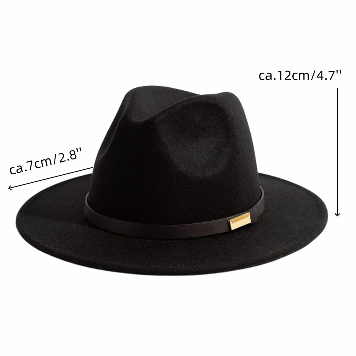 Czarny kapelusz Fedora w stylu brytyjskim dla kobiet i mężczyzn, szerokie rondo, panama, jazzowo-kowbojski kapelusz z dekoracją paska