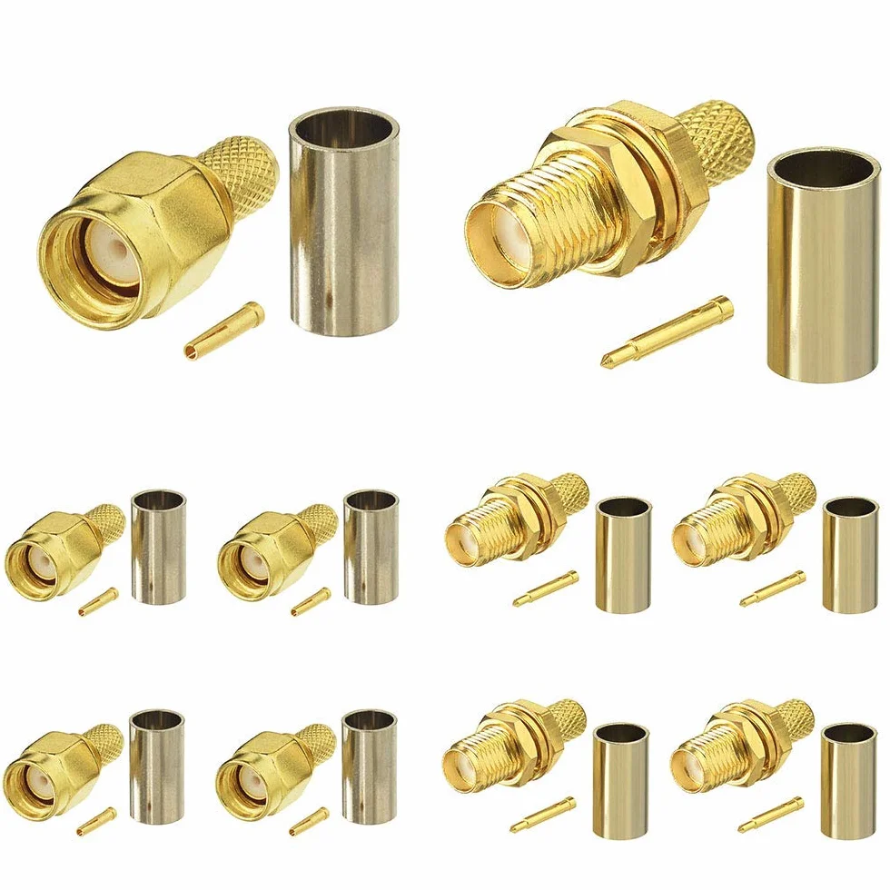 Superbat RPSMA 10 sztuk RPSMA Macho+RPSMA Złącze żeńskie 50 omów Złącze koncentryczne RF do kabla RG58 RG303 RG141 RG142 RG400 i LMR195.