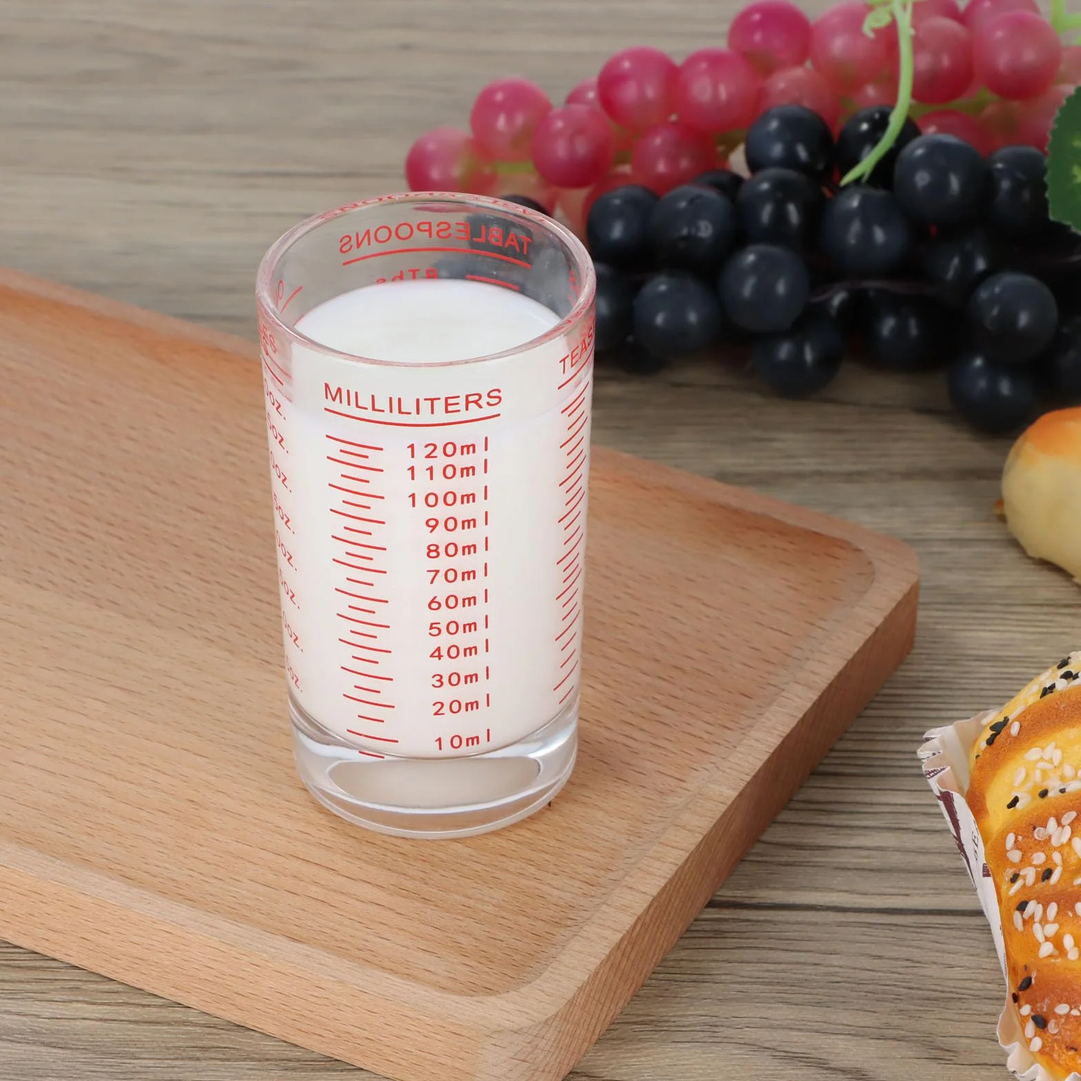 Dokeno Mini kubek z miarką 4OZ/120 ml, szkło stopniowe z wagą, wytrzymałe kubki, mały szklany kubek miarkowy do kuchni, baru, wódki, koktajl, tequila