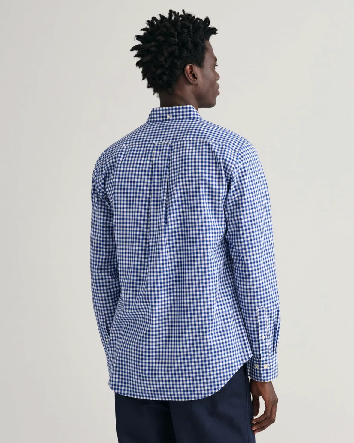 GANT Męska koszula Reg Poplin Gingham Klasyczna koszula, College Blue, L
