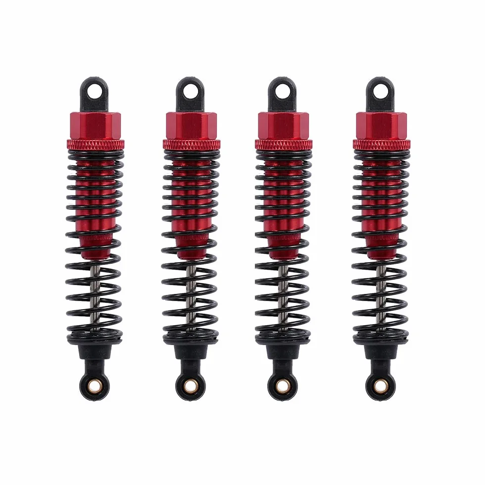 4-pak amortyzatorów przednich i tylnych z metalu z regulacją, 60 mm, 85 mm, 100 mm, 1/10 samochodziki RC, części do samochodów ciężarowych, Crawler typ Axial SCX10 TRX4 D90 (czerwień, 85 mm)