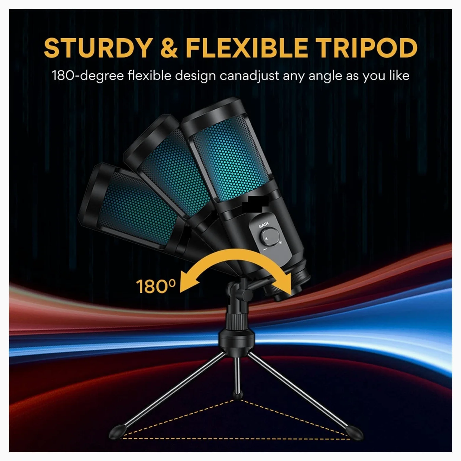 Gaming USB Microphone Desktop Condenser Podcast Microfono Recording Streaming Microphones with Breathing Light