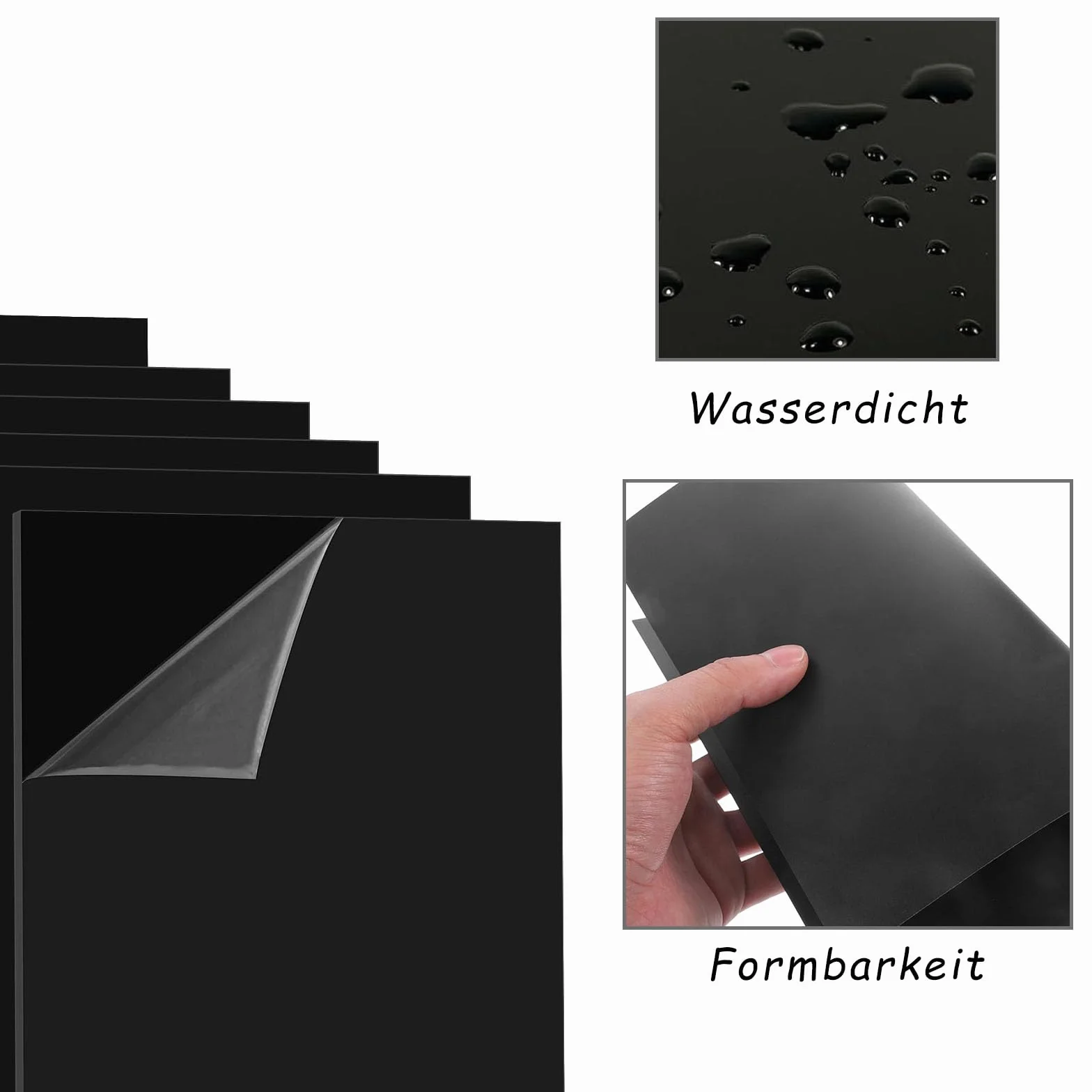 Czarne płyty z tworzywa sztucznego ABS, 4 sztuki, 3 mm, gładka powierzchnia, płyta z tworzywa sztucznego ABS, 30 x 20 cm, płyta z tworzywa sztucznego z folią ochronną, formowalne płyty z tworzywa