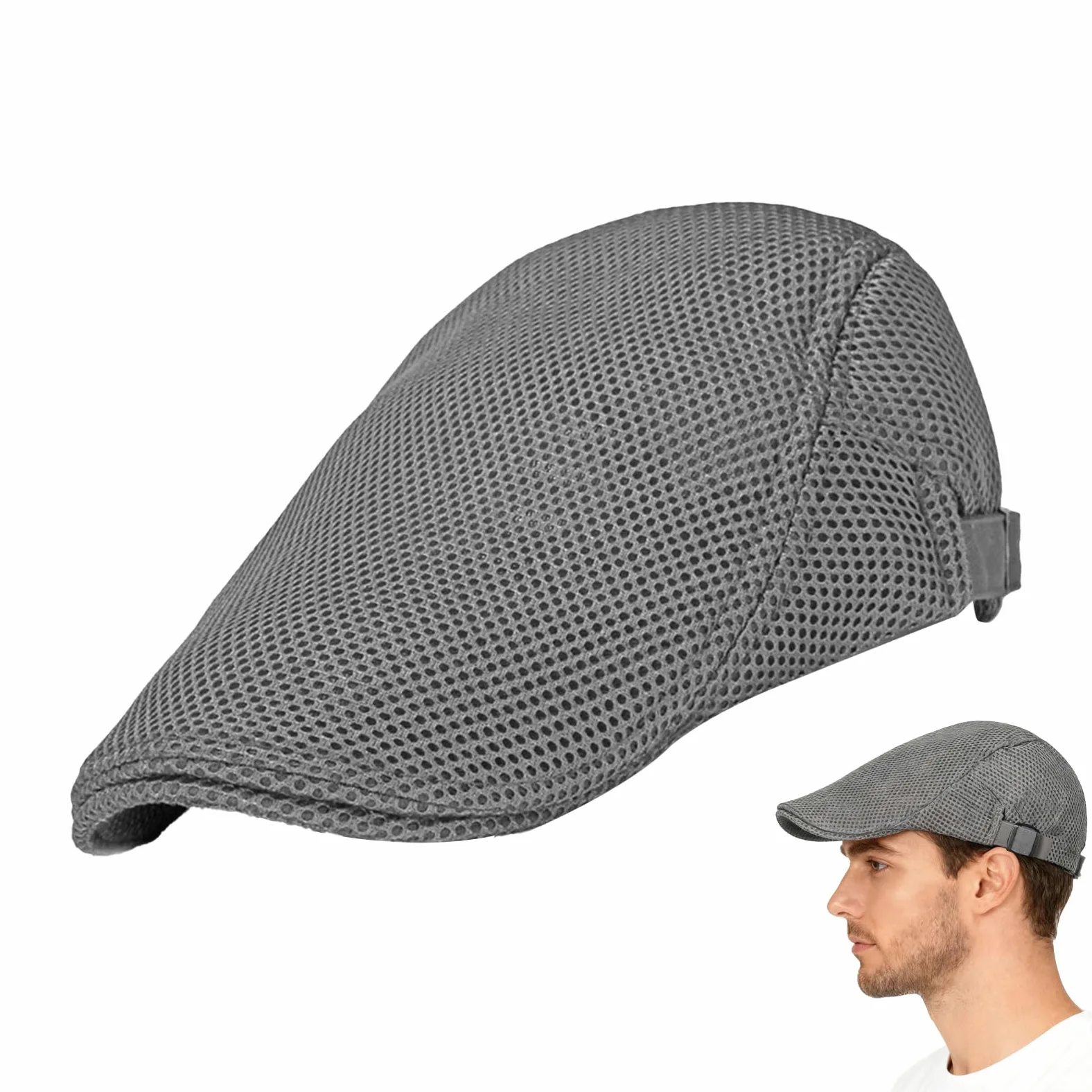 Letnia męska czapka, oddychająca letnia czapka z siatki, sycylijska kopuła dla mężczyzn i kobiet, regulowany rozmiar 55-60 cm, do wędrówek na świeżym powietrzu, wędkowania, biegania, jazdy na