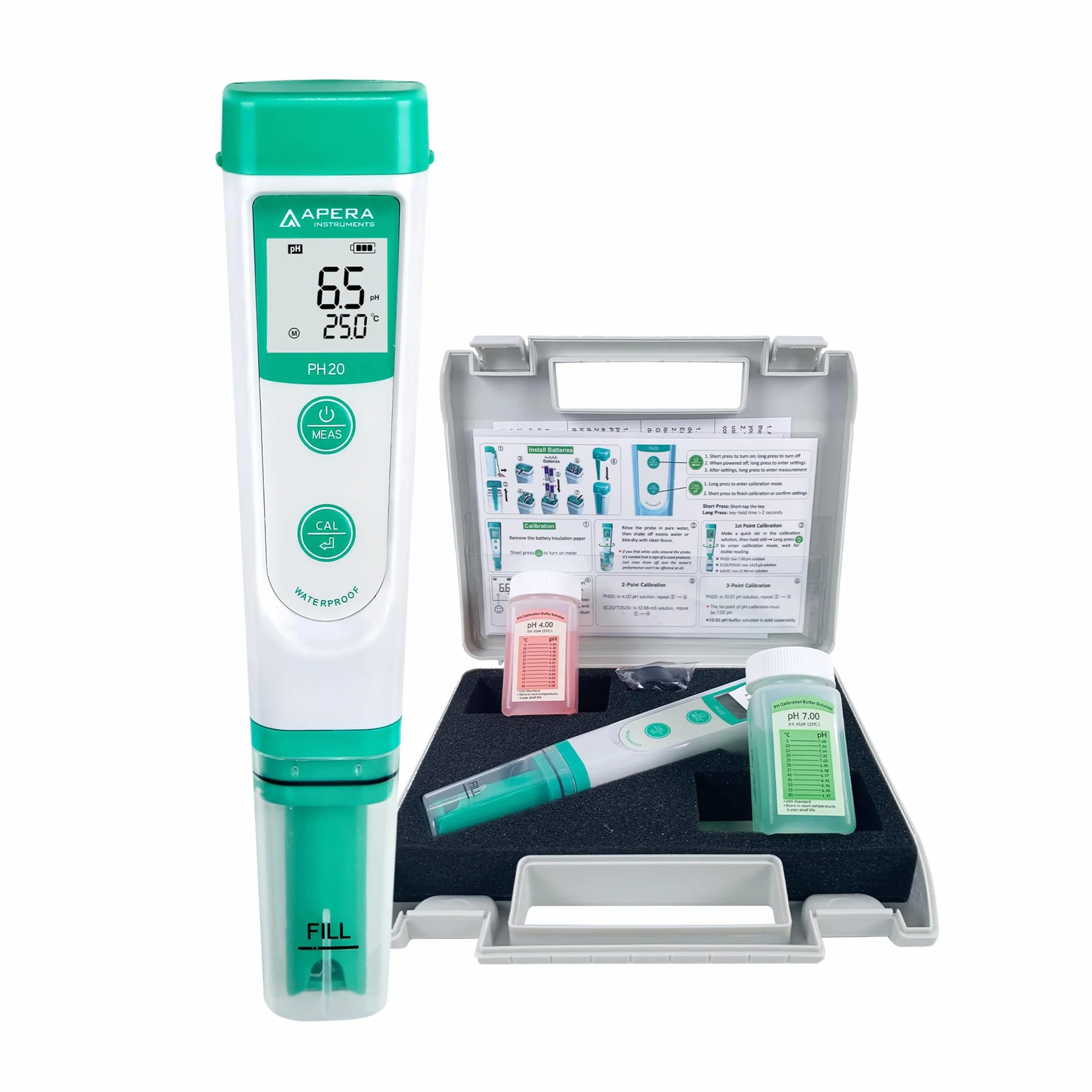 Apera Instruments Ph20 Miernik Ph, Biały/Turkusowy, 0-50°C