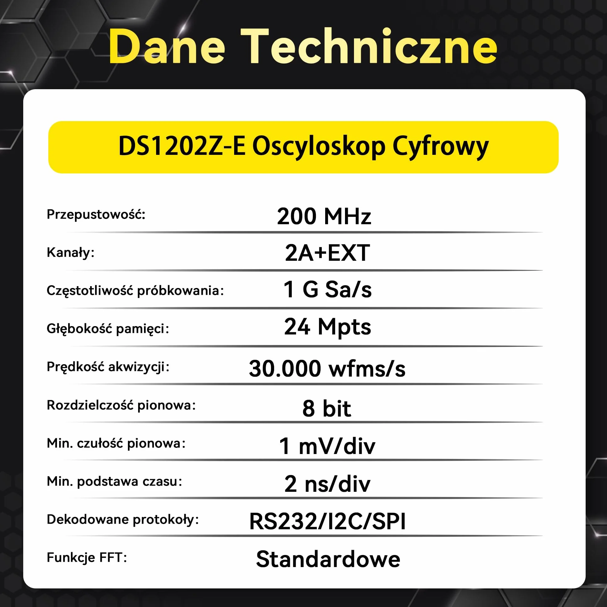 RIGOL Oscyloskop,DS1202Z-E Cyfrowy Oscyloskop,200 MHz,2A kanały+EXT,7-calowy ekran fluorescencyjny HD,Wysoka opłacalność,Idealny do badań,napraw i nauczania laboratoryjnego
