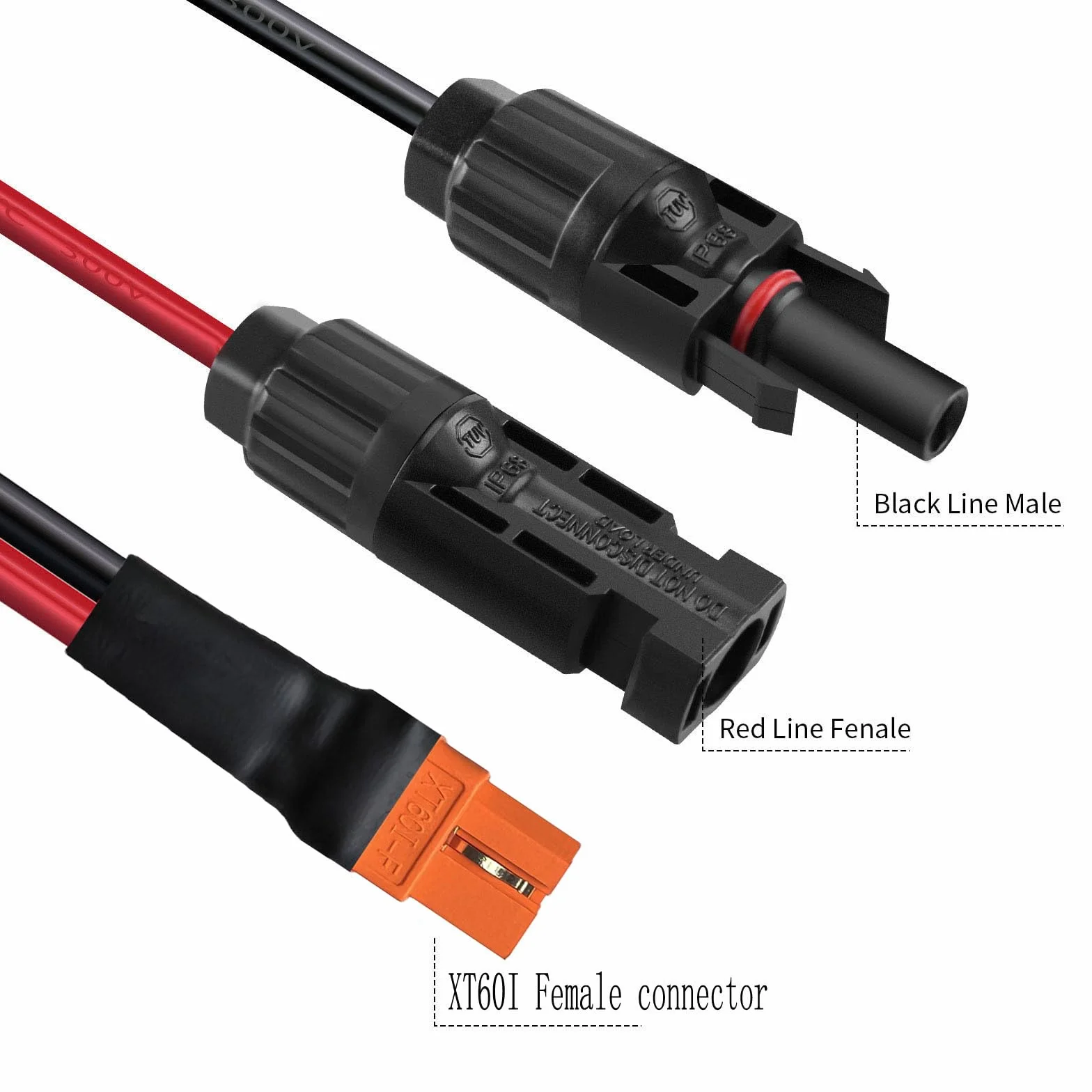 Kabel solarny na XT60i 0,6 m 10AWG XT60I-F, kabel solarny 6 mm2, kabel przedłużający, kompatybilny z przenośną stacją zasilającą (0,6 m)