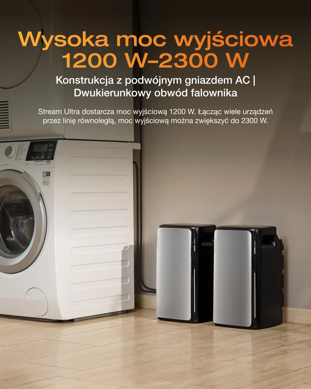 ECOFLOW STREAM Ultra 1,92 kWh, elektrownia balkonowa z pamięcią, 4 MPPT 2800 W, podwójne złącza AC 2300 W, wielofunkcyjny magazyn prądu z falownikiem, pojemność 11,52 kWh, 6000 cykli, Plug & Play