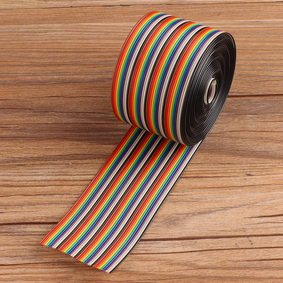 40P Tęczowy Przewód Taśmowy Przewód Kolorowy 1,27 mm Rozstaw Przewód Płaski Szerokość 5,08 cm dla Złączy (2 metry)