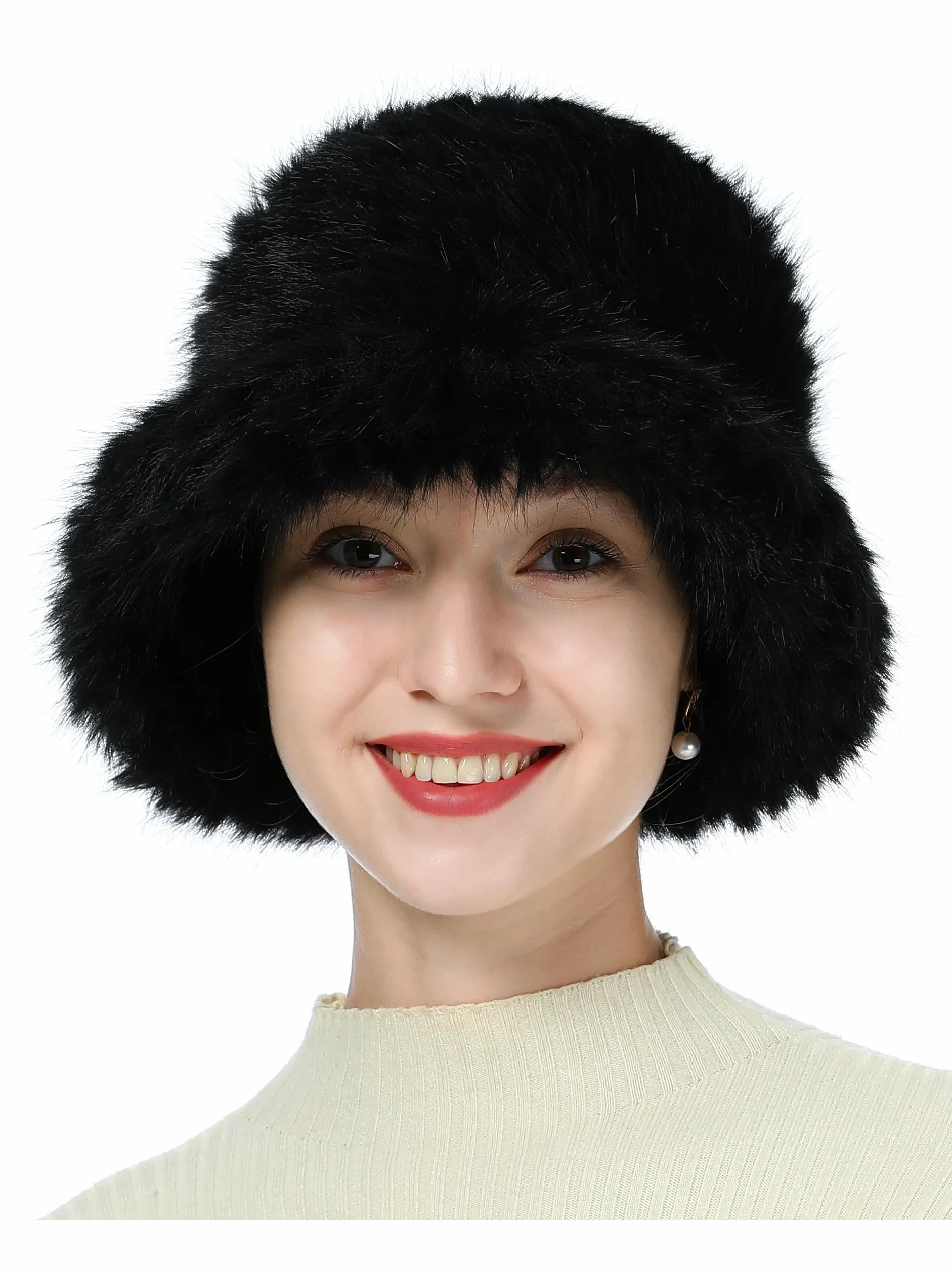 Soul Young Damska czapka zimowa ze sztucznego futra bucket cloche