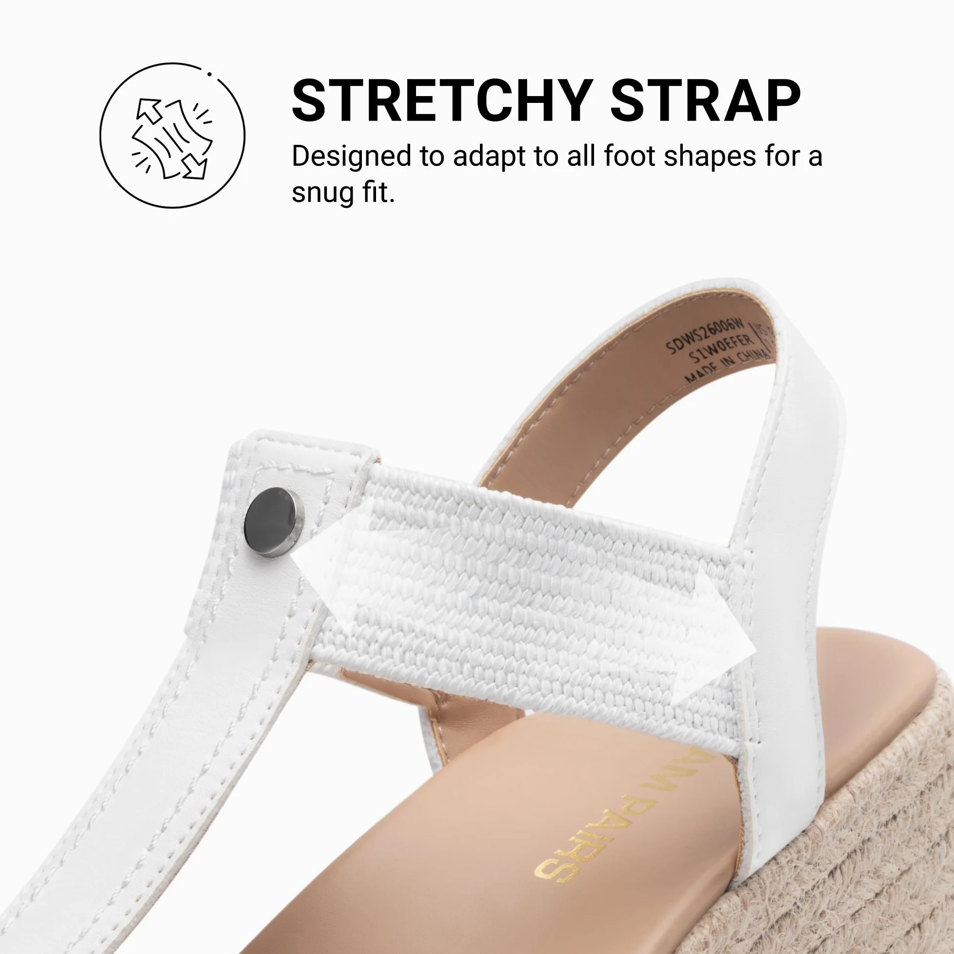 DREAM PAIRS Damskie sandały na koturnie, otwarte palce, espadryle, sandały, wygodna sukienka, na co dzień, z paskiem w kształcie litery T, koturny z podparciem łuku, do chodzenia, na plażę, letnie