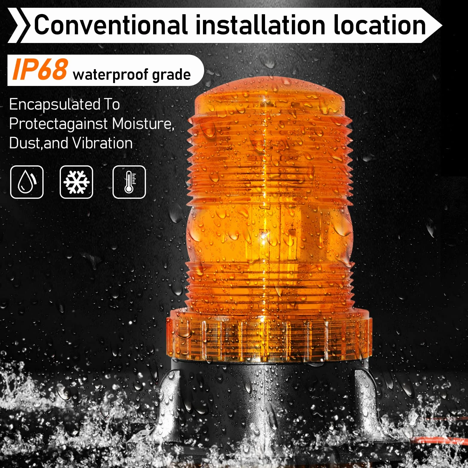 Dinfu Lampka ostrzegawcza LED pomarańczowa, 10-110 V LED do wózka widłowego, żółta, pomarańczowa lampka ostrzegawcza LED do samochodów ciężarowych, wózków widłowych, traktorów, UTV, SUV, J-eep