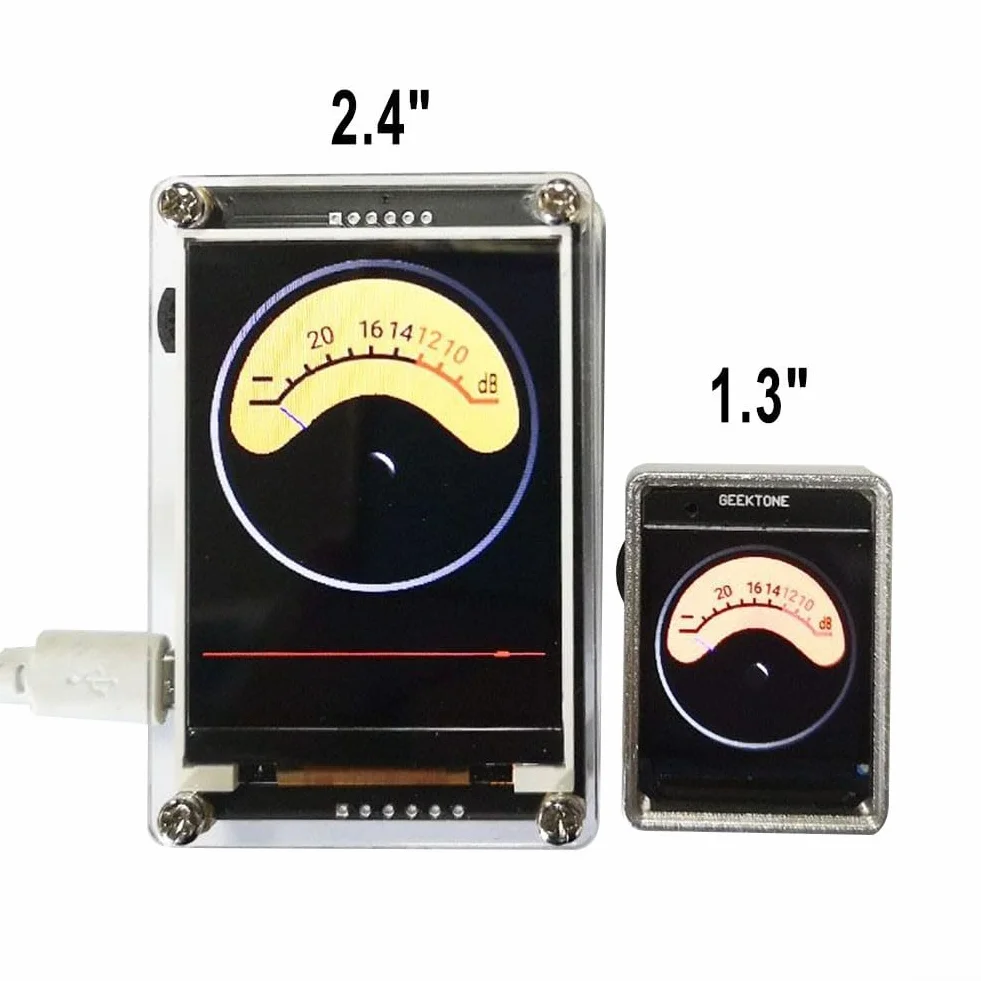 Besttoolifes Analizator widma audio, sterowany głosem, miernik VU, 2,4 cala, rytm HD LCD, kolorowy wyświetlacz symulacyjny, 10 trybów, analizator spektrum audio USB
