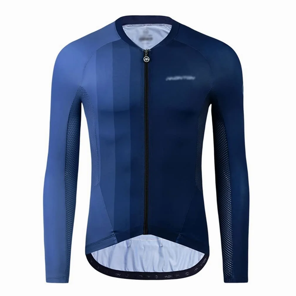 Męska odzież kolarska Jezyka jazda na rowerze Męska koszulka wyścigowa Oddychająca z długim rękawem MTB odzież rowerowa Koszula rowerowa, Gradient Stripes Design Męskie koszulki kolarskie(Blauw,M)