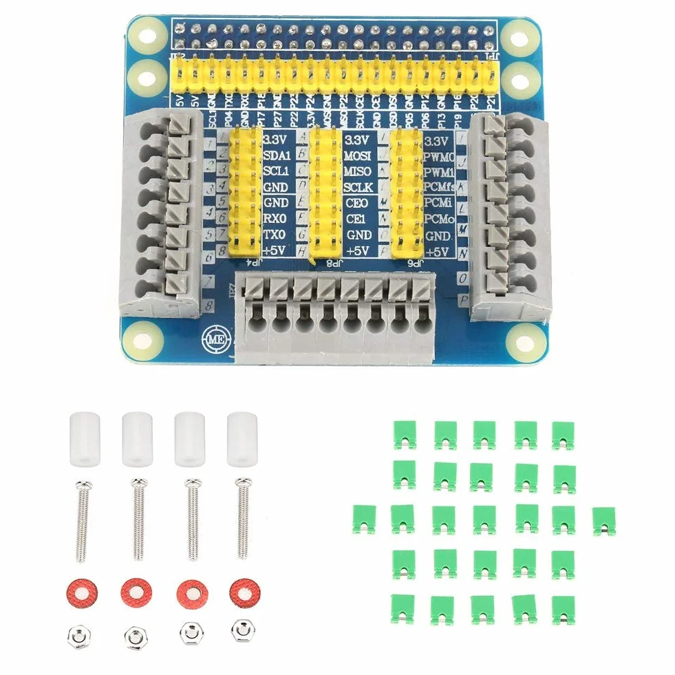 Raspberry Pi GPIO płytka rozszerzająca, wielofunkcyjna osłona do Pi 4B/3B/2, zawiera zestaw śrub i kabel taśmowy