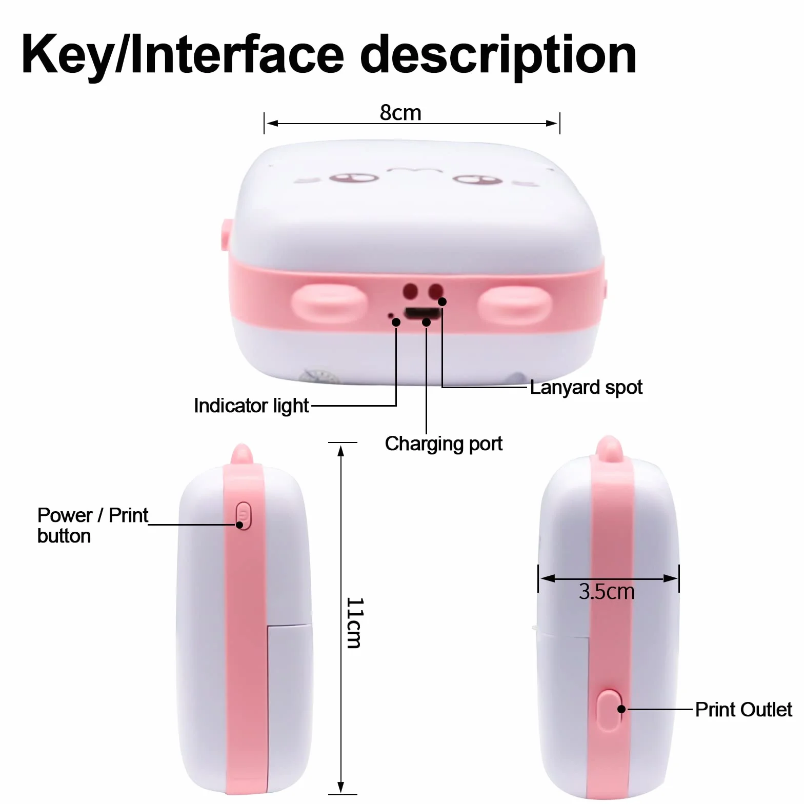 Przenośna drukarka do smartfonów, termiczna drukarka Bluetooth kompatybilna z iPhone iOS Android, mini drukarka do etykiet samoprzylepnych, schowek, naklejki DIY, kolorowanie, pamięć (różowa)