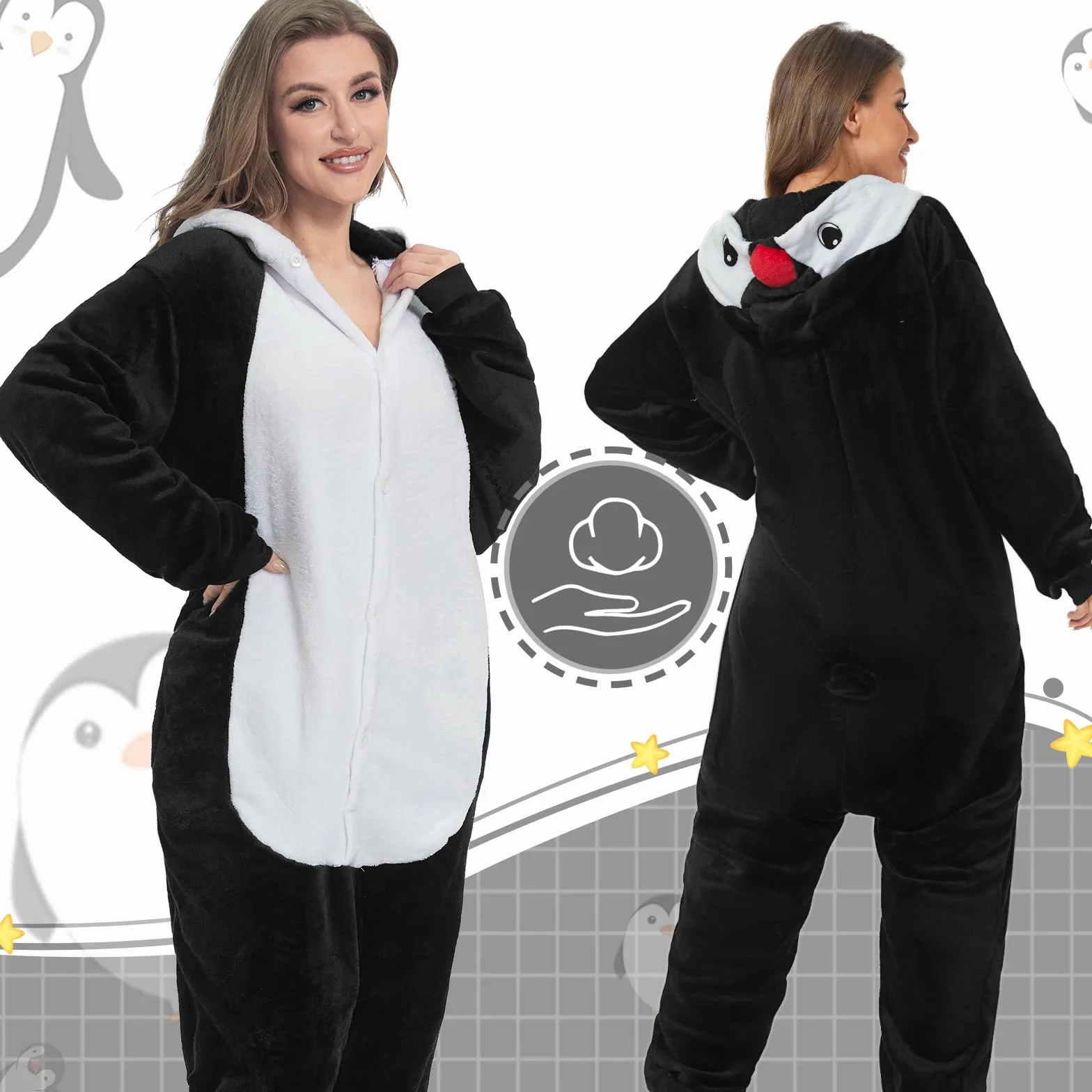 JONRRYIN Piżama Zwierzęta Dorosły Unisex Kombinezon, Zwierzęca Piżama Onesie Kostium, Piżama Kigurumi Anime Sleepwear Kombinezon Cosplay Zestaw na Halloween, karnawał