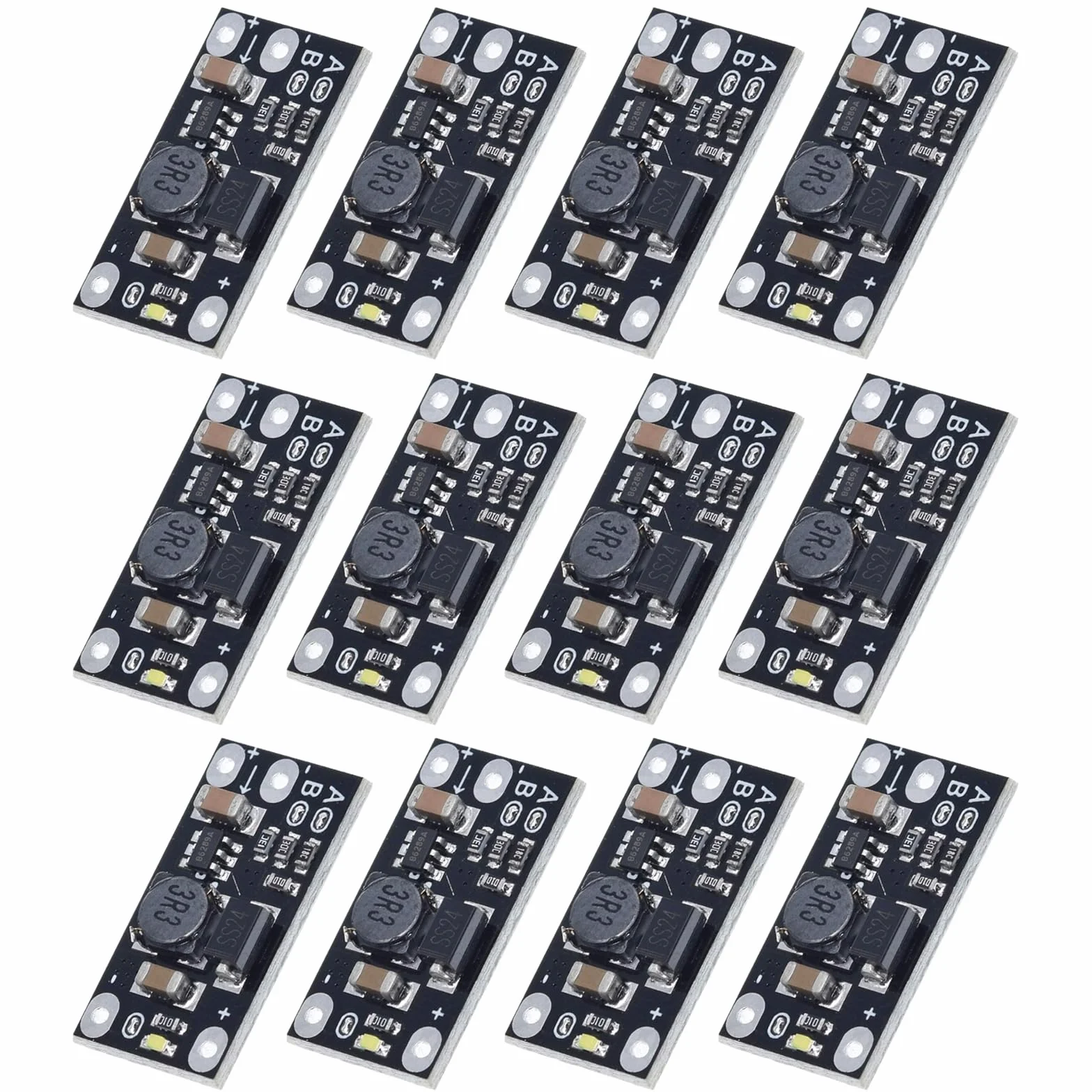 12 szt. wielofunkcyjny moduł ładowania baterii litowej typu "zrób to sam", 3,7 V na 5 V, 8 V, 9 V, 12 V, przetwornik Step-Up Board z wyświetlaczem LED