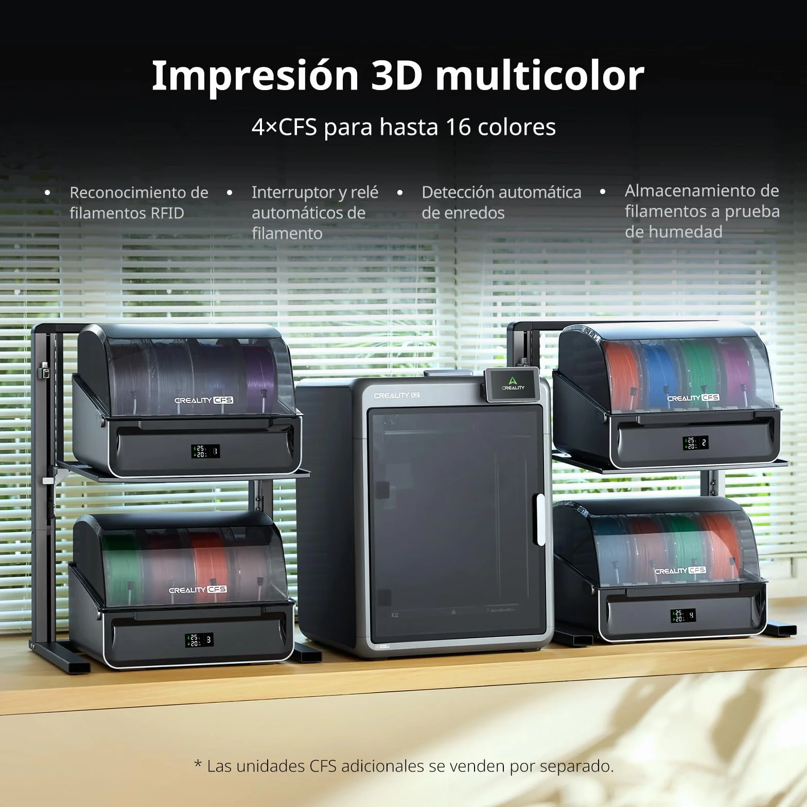 Creality K2 Combo(A) 3D Drukarka, przestrzeń robocza 260×260×260 mm, druk wielokolorowy do 16 kolorów, podgrzewana komora robocza, dwie kamery AI i serwosilniki, funkcja plug & play