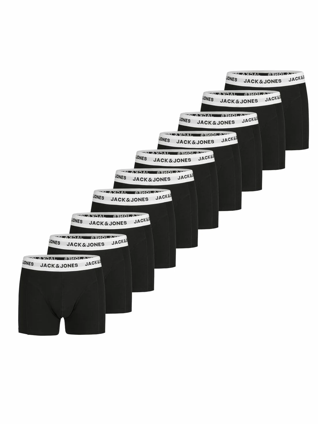 JACK & JONES Bokserki męskie, 10 sztuk, bawełna, basic, bokserki, bielizna retro, zestaw bokserek, czarne białe, S M L XL XXL 3XL