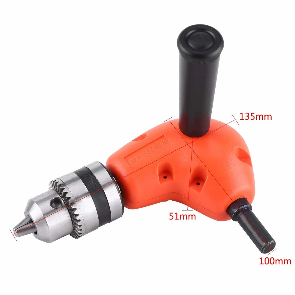 Adapter Wiertarski 90 Stopni Adapter Kątowy 9,5 Mm, Mocowanie Wiertła Kątowego Okrągły Uchwyt Wiertarka Kątowa Uchwyt Mocujący z Kluczem Wiertarskim do Wiertarki Elektrycznej