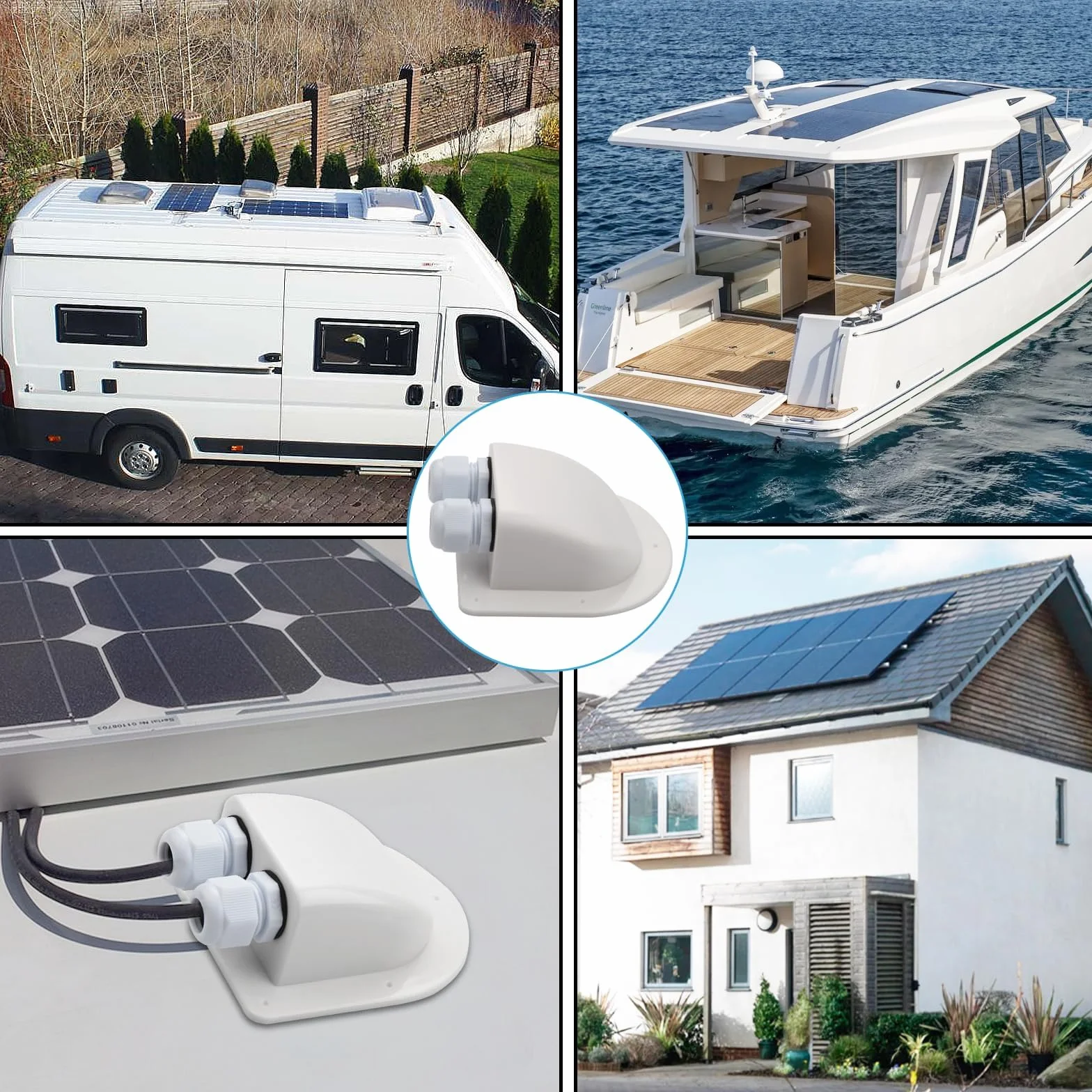 Mbsomnus 2 przepusty kablowe, wodoszczelne IP68, przepust ścienny, przepust dachowy, solarny z tworzywa ABS, podwójna biel, do instalacji solarnych, na kemping, do przyczep kempingowych, kamperów