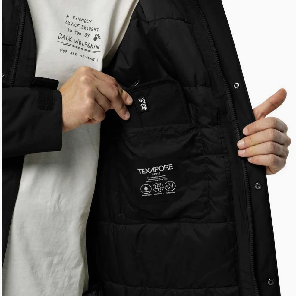 Jack Wolfskin Męska parka obozowa zimowa, ciemnoniebieska, rozmiar S