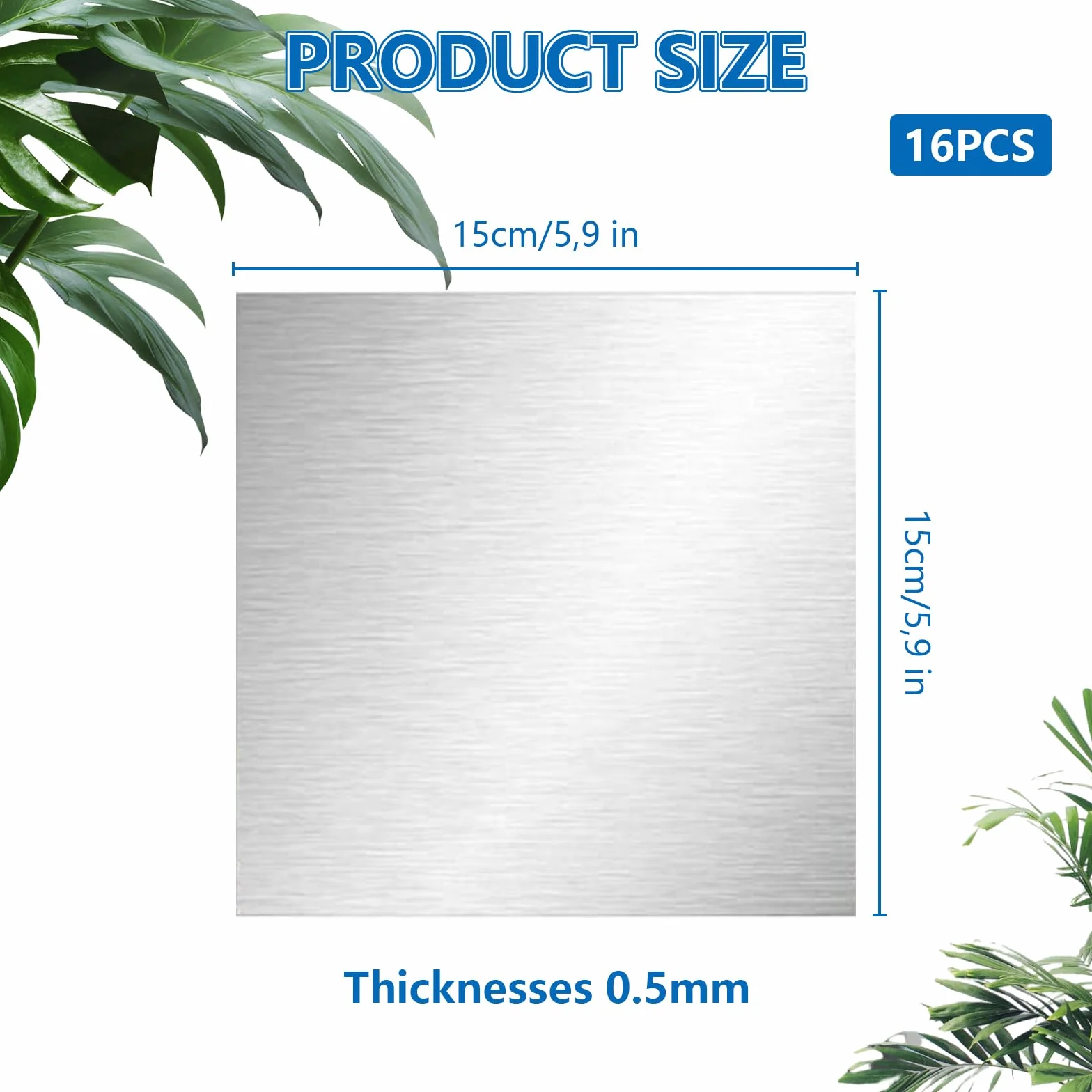 16 sztuk płyt aluminiowych 0,5 mm, płyty aluminiowe 15 x 15 cm, blacha aluminiowa, srebrna płyta metalowa z folią ochronną, płytka do ćwiczeń modelarstwa, budowy targów