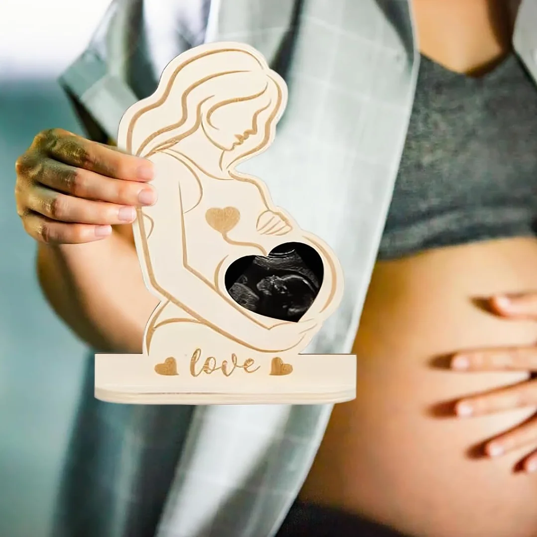 Ciąża drewniana ramka na zdjęcia ultradźwiękowe dziecko, kobiety, matka być pomysłami na prezent dla przyszłych matek, baby shower