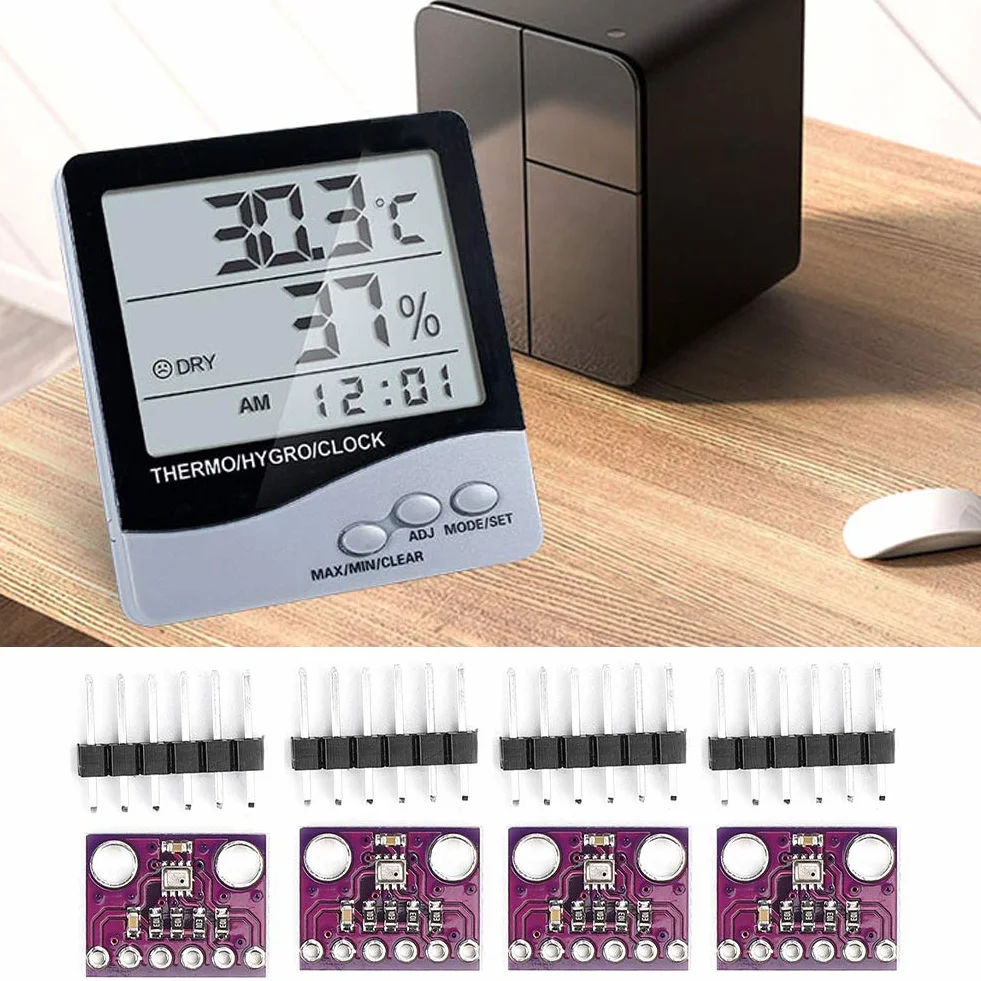 4 sztuk moduł czujnika ciśnienia atmosferycznego temperatura i wilgotność, cyfrowy czujnik wysokości ciśnienia barometrycznego GY-BMP280-3.3 karton syntetyczny