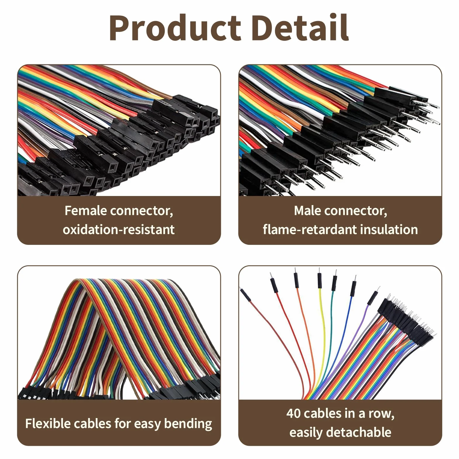 120 sztuk kabel, kabel kablowy Dupont, 40 pinów 3 w 1 taśma kablowa męska, żeńska, męska, żeńska, żeńska, wielokolorowe przewody rozdzielane do prototypowania Pi Arduino, kable 2,54 mm 20 cm