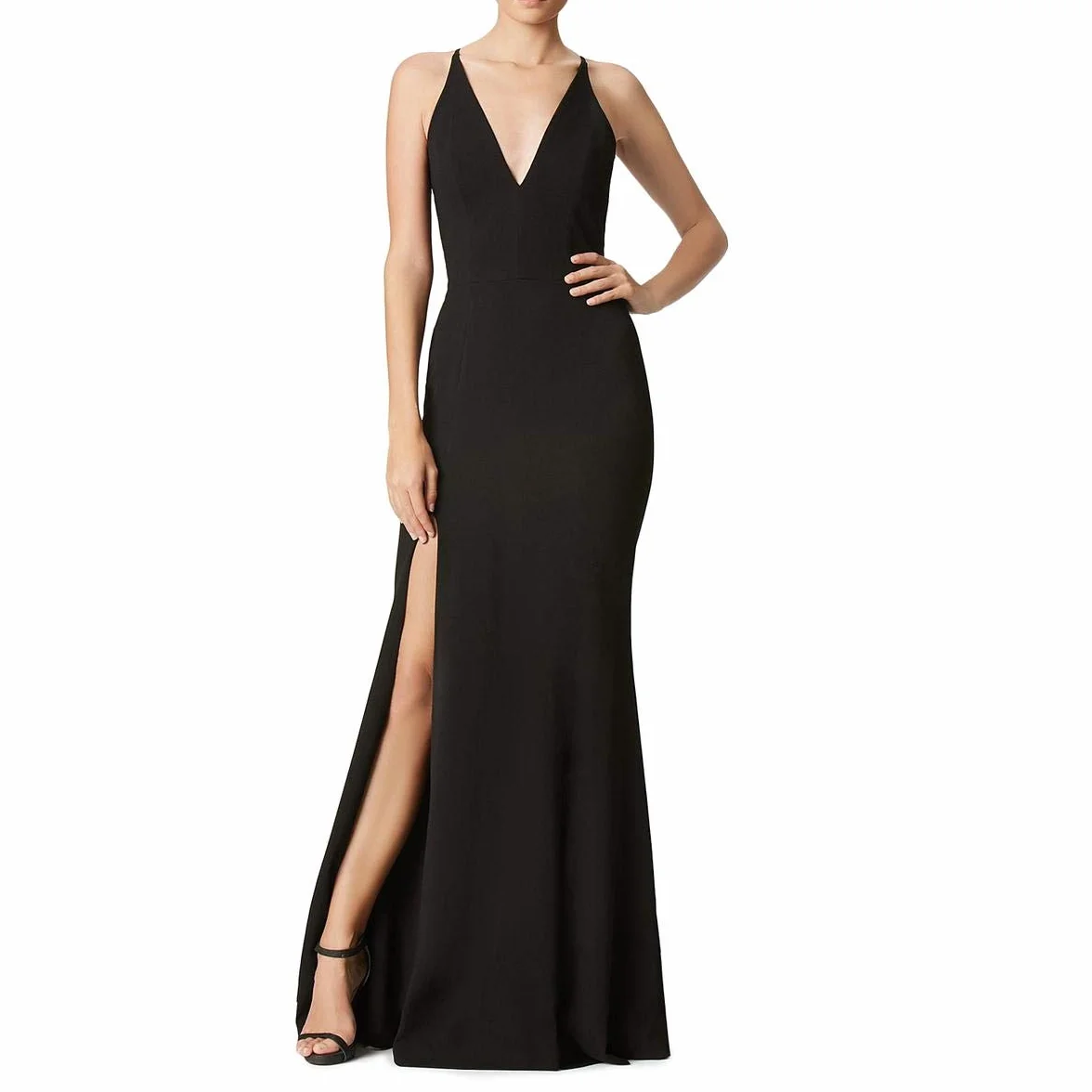 Dress the Population Sukienka Kobiety Iris Spaghetti Strap Plunging Long Dress