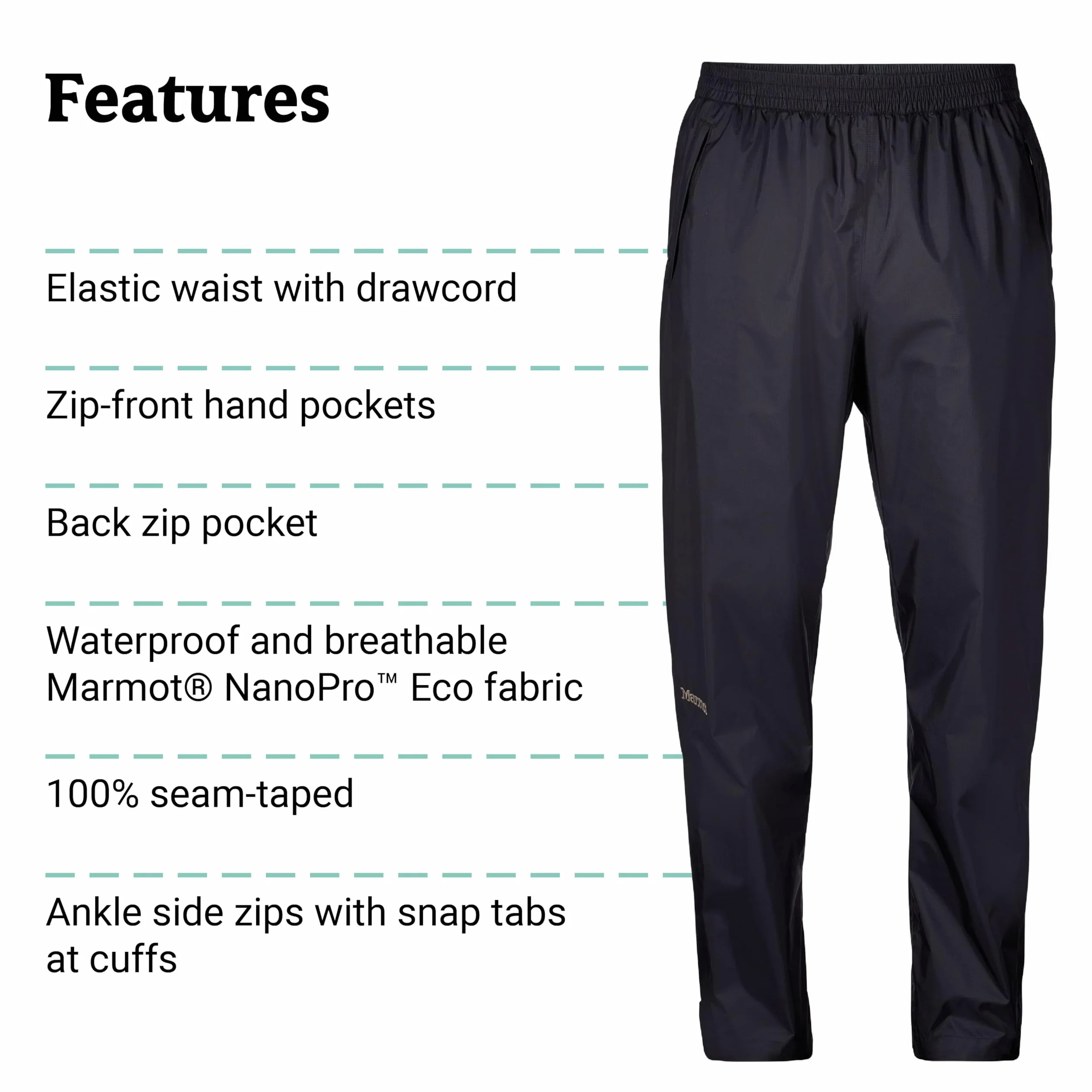 Marmot PreCip Eco Pant Wodoodporne spodnie trekkingowe przeciwdeszczowe męskie