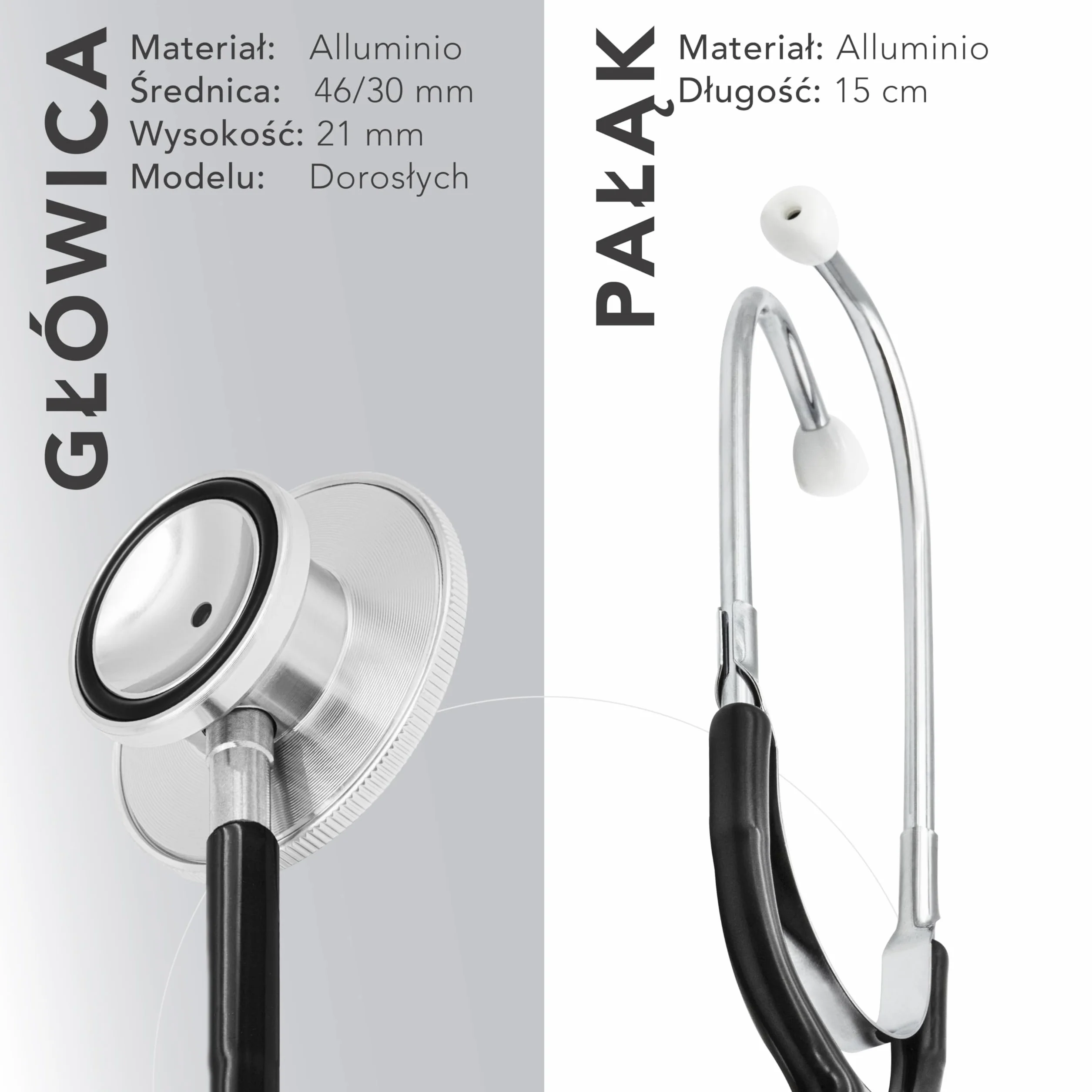 AIESI Stetoskop z Podwójną Głowicą dla Dorosłych, Doctor B-Scope, Czarny