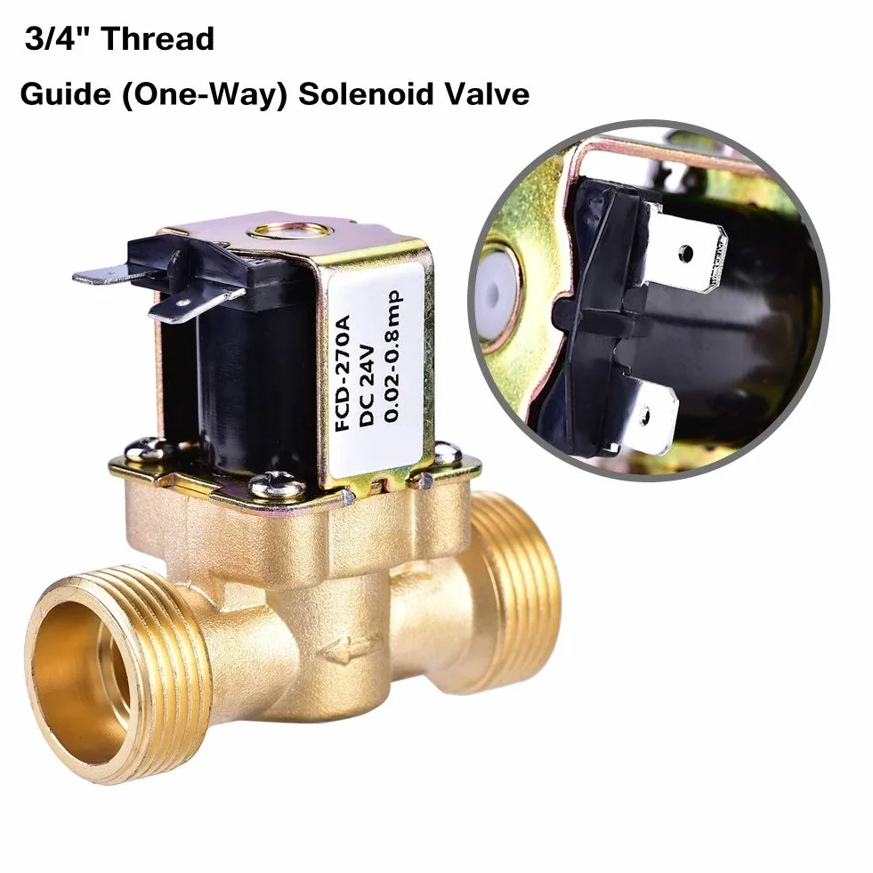 Elektryczny zawór elektromagnetyczny, 3/10.2 cm DC 24 V normalnie zamknięty mosiężny magnetyczny zawór przepływu wody przełącznik przepływu wody do regulacji wody