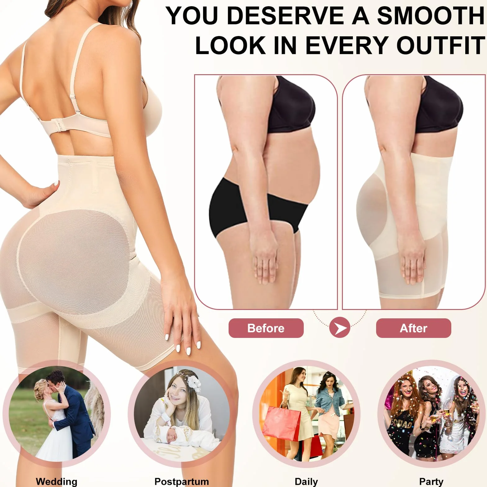 Tuopuda Bielizna modelująca kobiety z płaskim brzuchem majtki modelujące wysoki stan Body Shaper kompresja