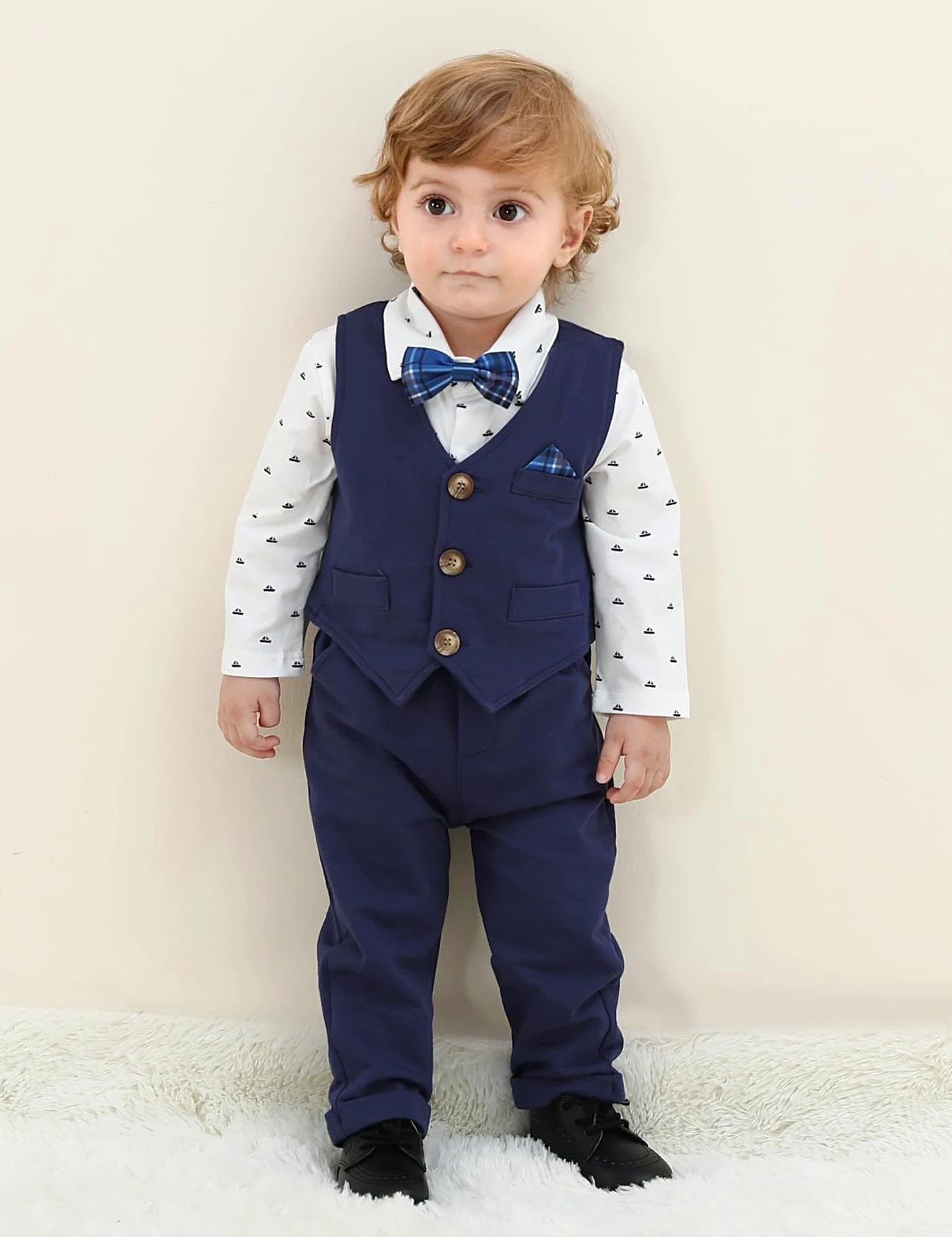 mintgreen Baby Suit Boy, 3Częściowy Strój Formalny Pozew o Chrzest Dżentelmen Tuxedo Koszula i Kamizelki + Spodnie