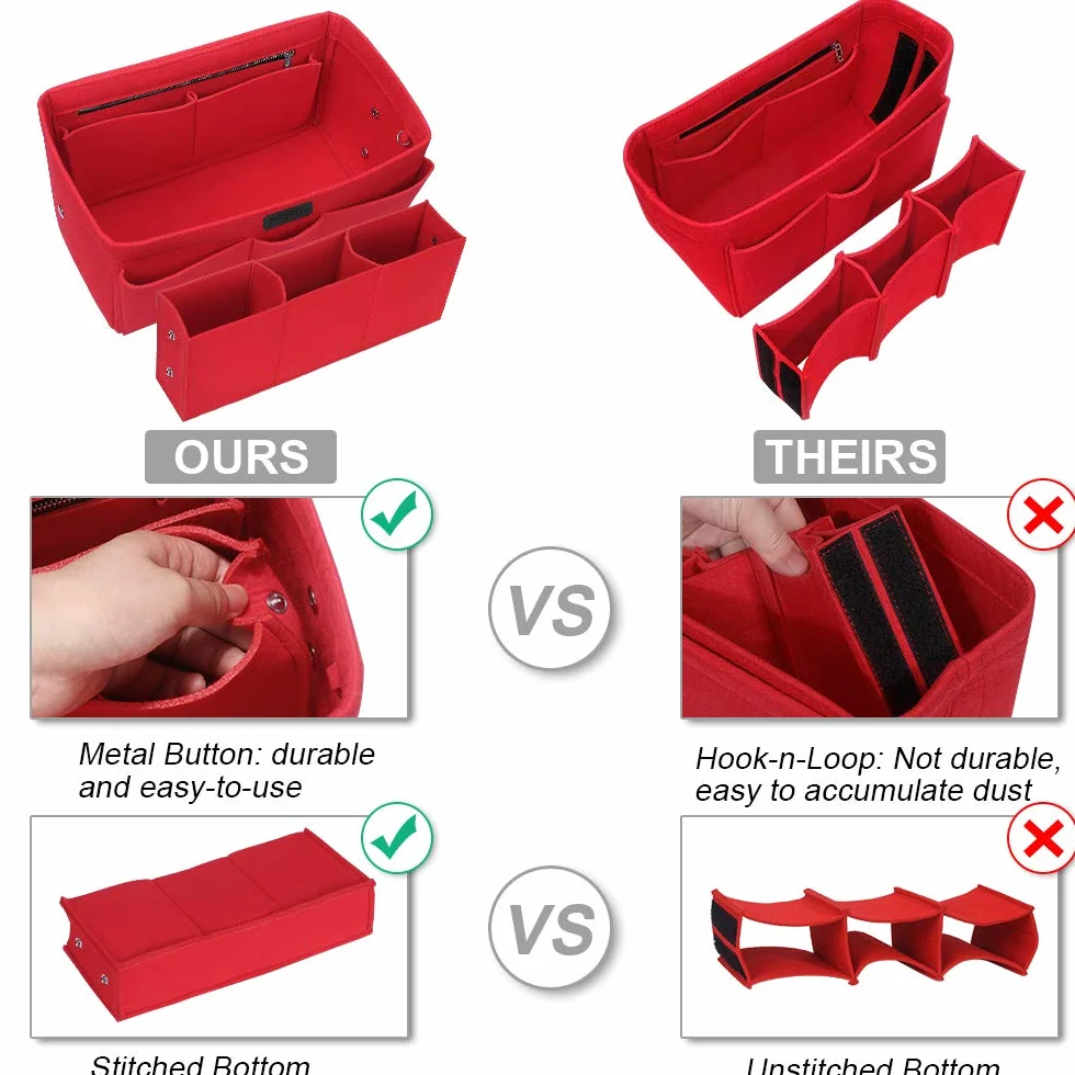 Organizer do torebki, dla kobiet, pasuje do torebki Speedy czy Neverfull, czerwony, l, piórnik