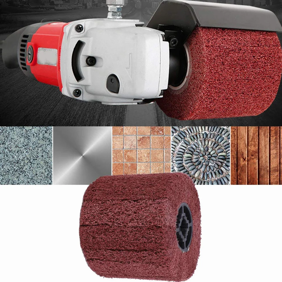 120x100x19mm Ścierne koło do ciągnienia, do ciągnienia drutu Szczotka bębnowa Polerowanie krzyżowe Gumowe rdzeń Polerowanie Koło buforowe do czyszczenia i usuwania zgorzeliny(180 grit)