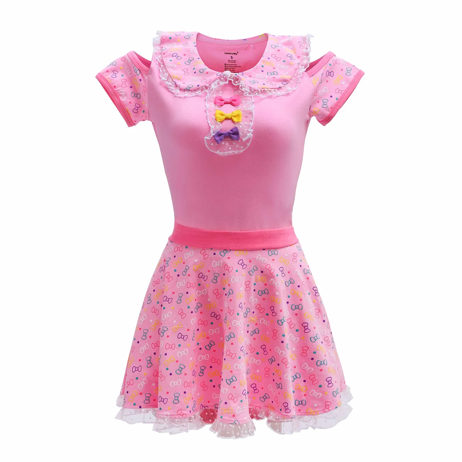 LittleForBig Dorośli Baby miłośnik pieluszek ABDL jednoczęściowy śpioszki Witaj Meow-Meow Onesie