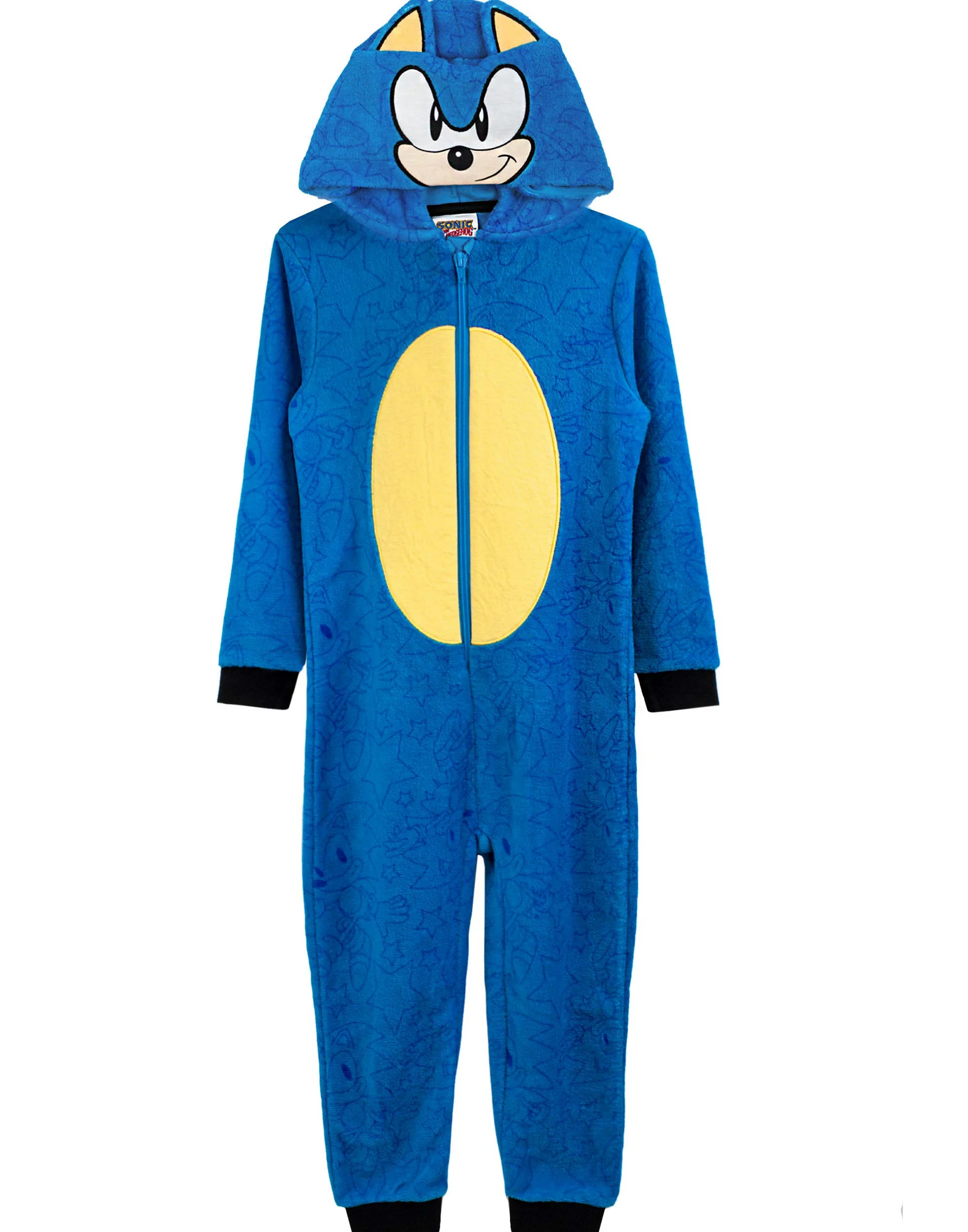 Sonic The Hedgehog Onesie dla chłopców i dziewcząt | dziecięcy niebieski miękki kombinezon do spania z kapturem na twarz Sonic i uszami 3D | Piżama dla dzieci w jednym | Prezent dla gracza