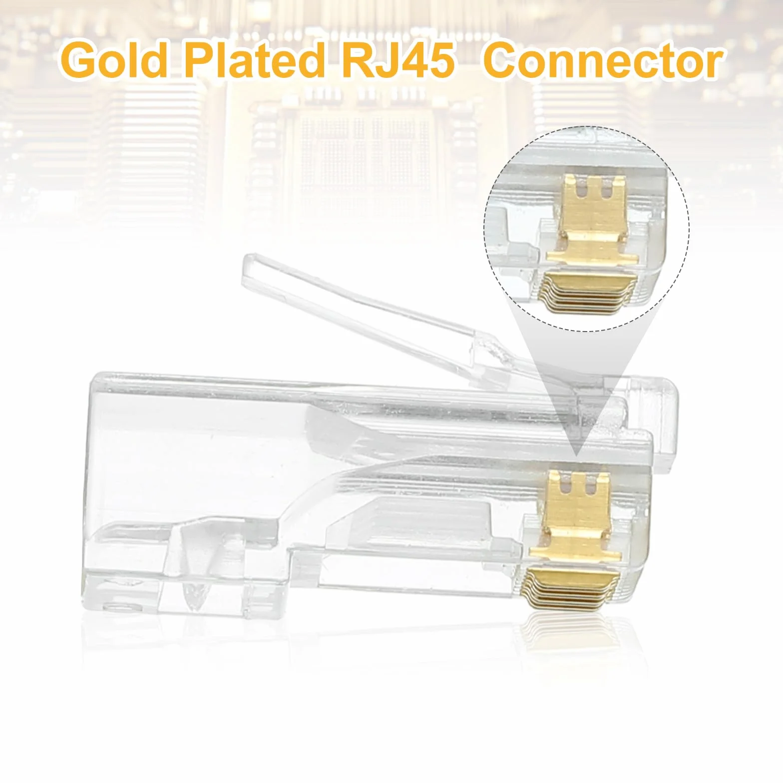 QUARKZMAN 30 szt. Złącza RJ45 Cat6 Pass Through, pozłacane złącze RJ45 8P8C z 30 białymi antypoślizgowymi tulejami do pełnego lub skręconego kabla Ethernet UTP, 1,1 mm