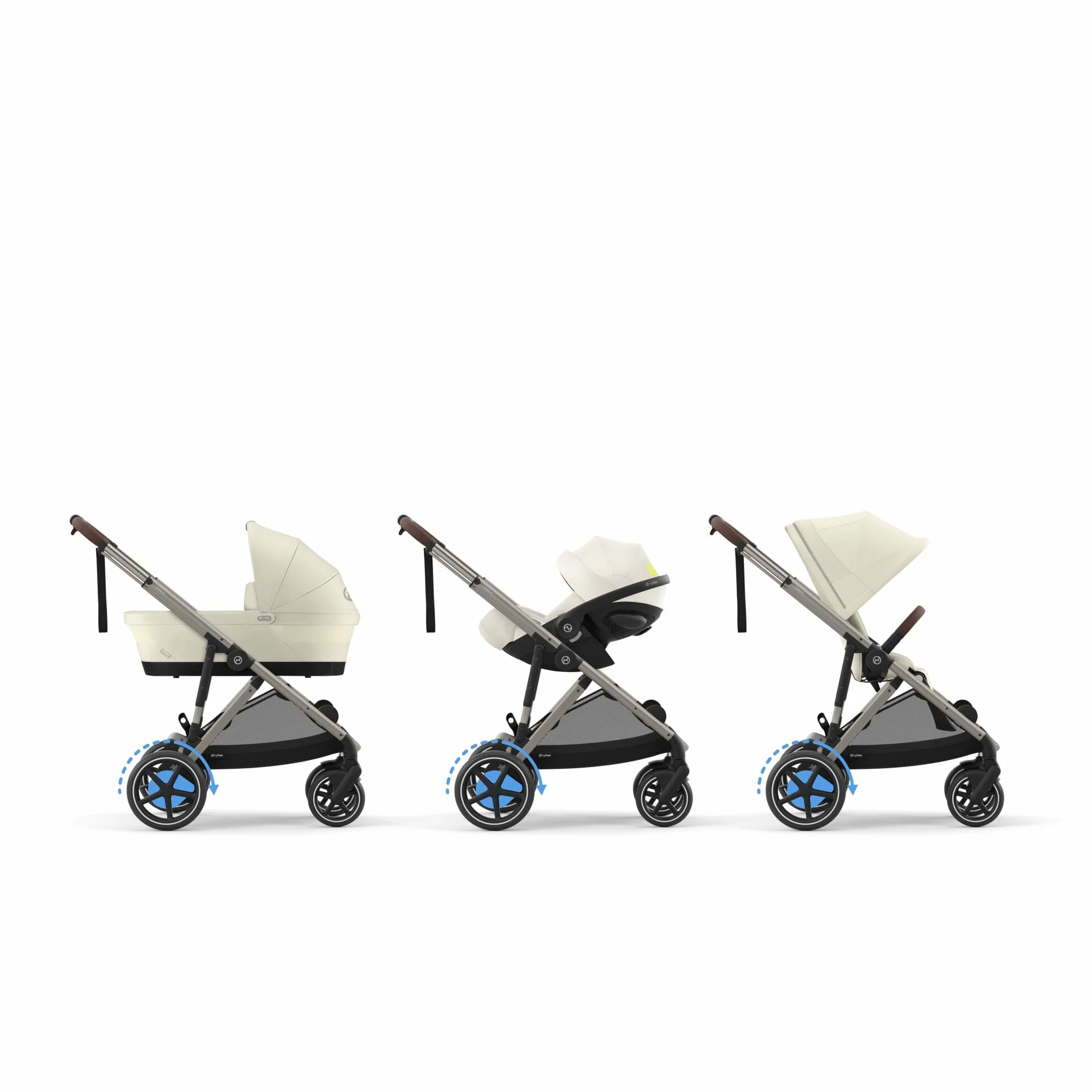 CYBEX Gold wózek e-GAZELLE S, od urodzenia do ok. 4 lat, max. 22 kg (tryb pojedynczy) / 2x 22 kg (tryb duo), system all-in-1 z napędem elektrycznym i konfiguracjami 20+, Seashell Beige