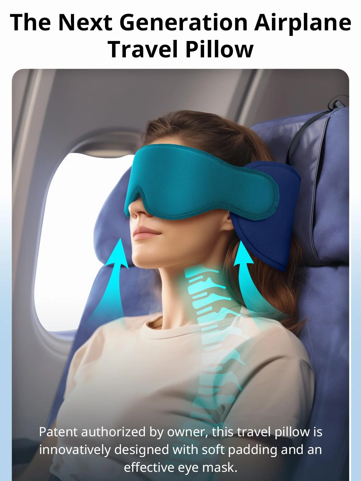 Inspireyes Poduszki podróżne 360° wsparcie głowy, miękka poduszka samolotowa z maską 3D do spania