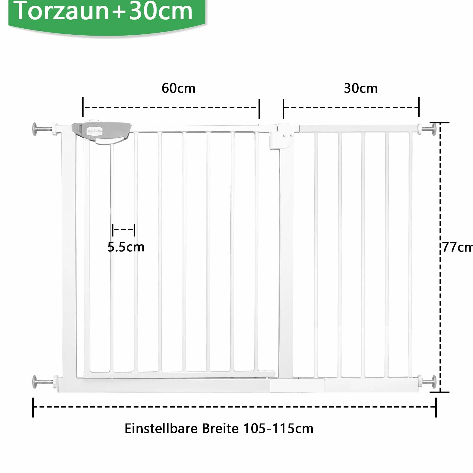 UISEBRT Kratka ochronna na schody i drzwi, bez wiercenia, z samozamykającym się, otwierana jedną ręką, metalowa kratka ochronna do szerokości 105-115 cm, biała