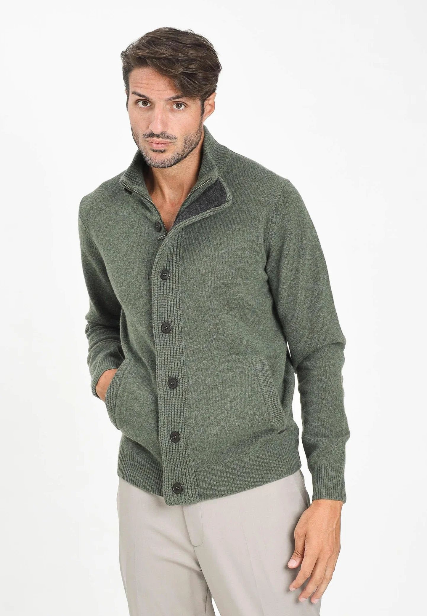 Barbour Patch Zip Through Knitted Jumper, kamizelka męska