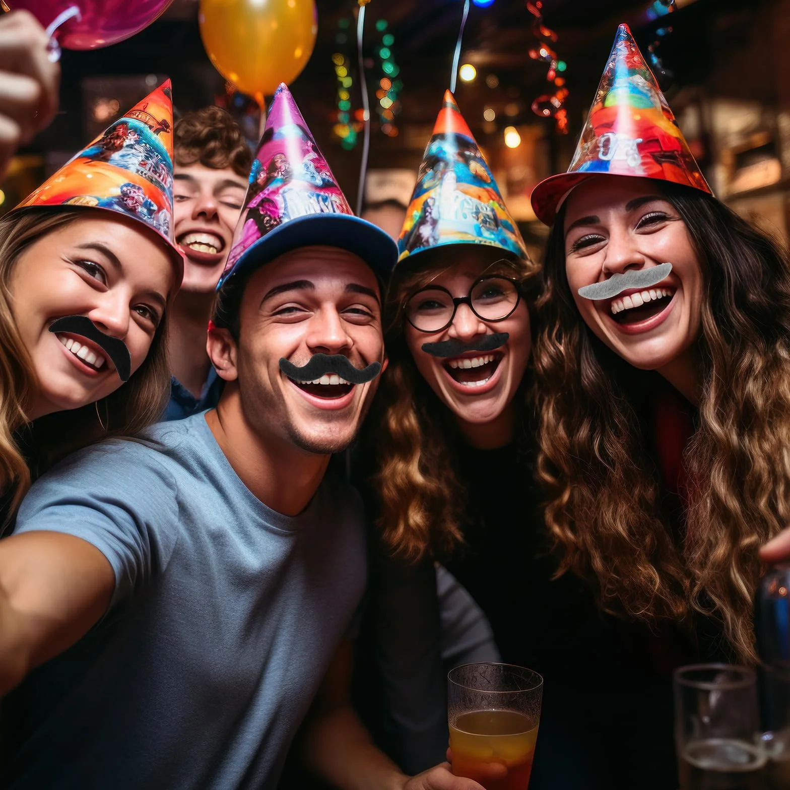 Sibba 48 sztuk samoprzylepnych wąsów, sztuczne brody, Halloween, do przyklejenia, na Boże Narodzenie, urodziny, karnawał, imprezy tematyczne, 11 styl
