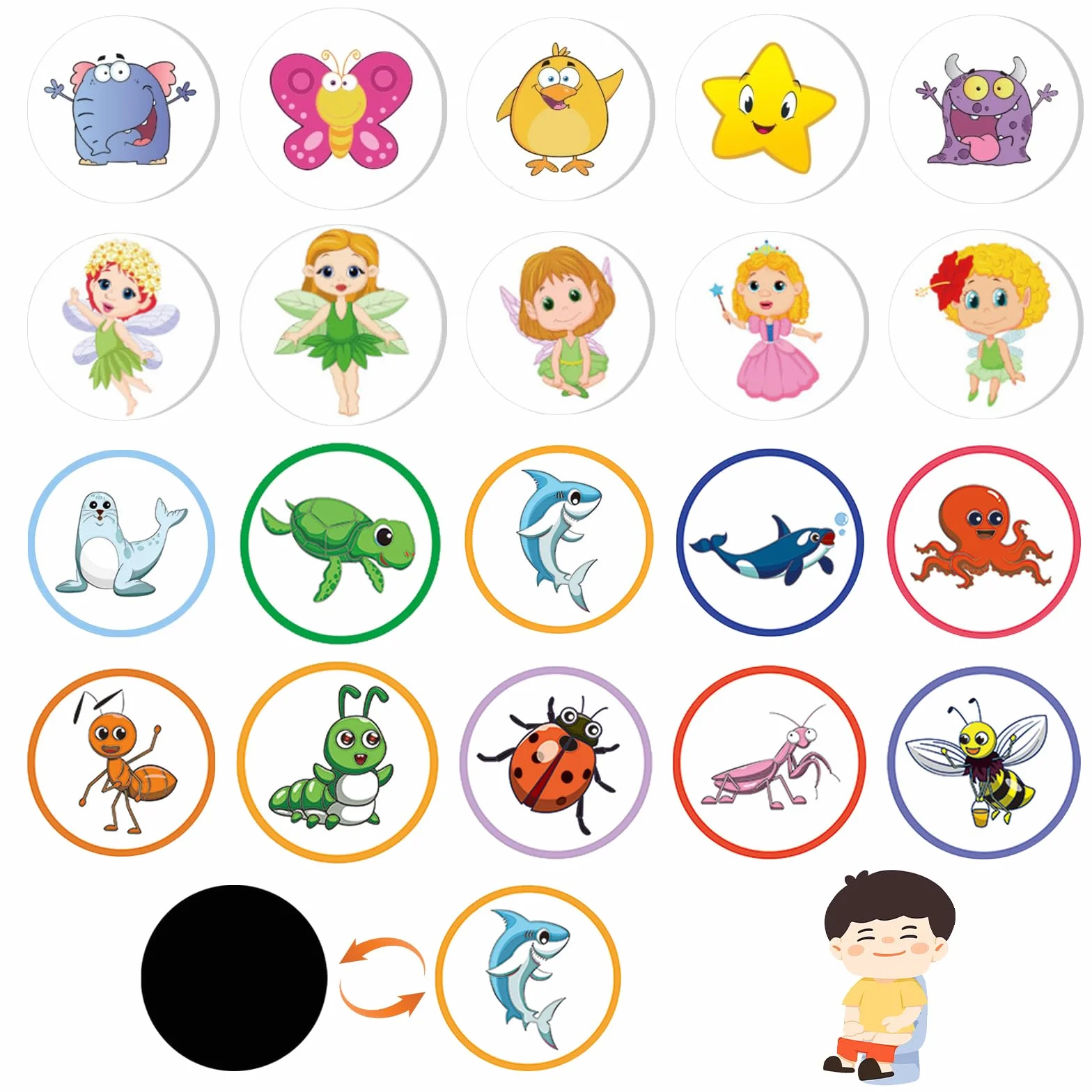 DAWRIS 20 sztuk naklejek treningowych Potty Training Training Training Naklejki na samochód Zwierzę Zmieniające kolor nocnik dla chłopców i dziewcząt Naklejki na toaletę na nocnik Naklejki treningowe