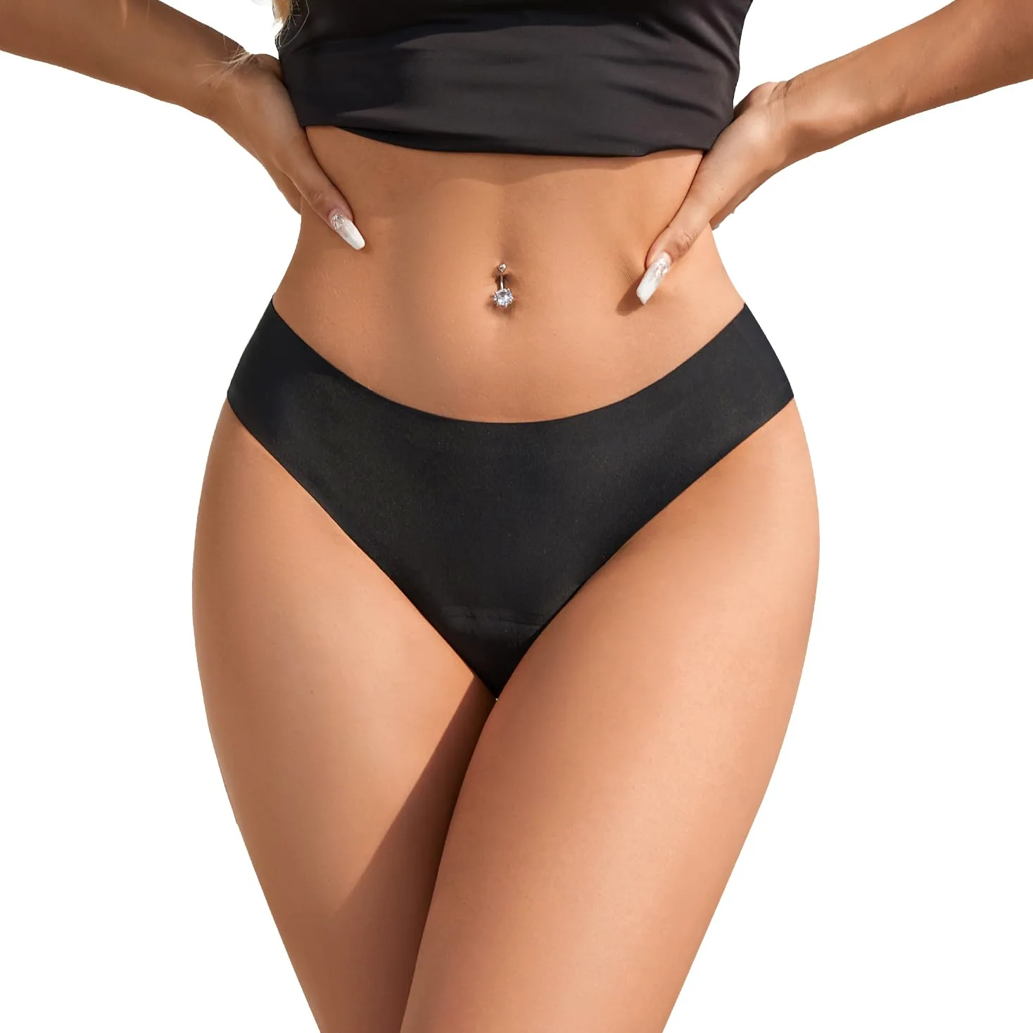 SHARICCA Chłonne bikini menstruacyjne, do pływania, miękkie, wygodne, styl bikini, klasyczne brazylijskie bezszwowe majtki kąpielowe (czarne 1P01-New XL-N1), Czarny-1p01-nowy, XL