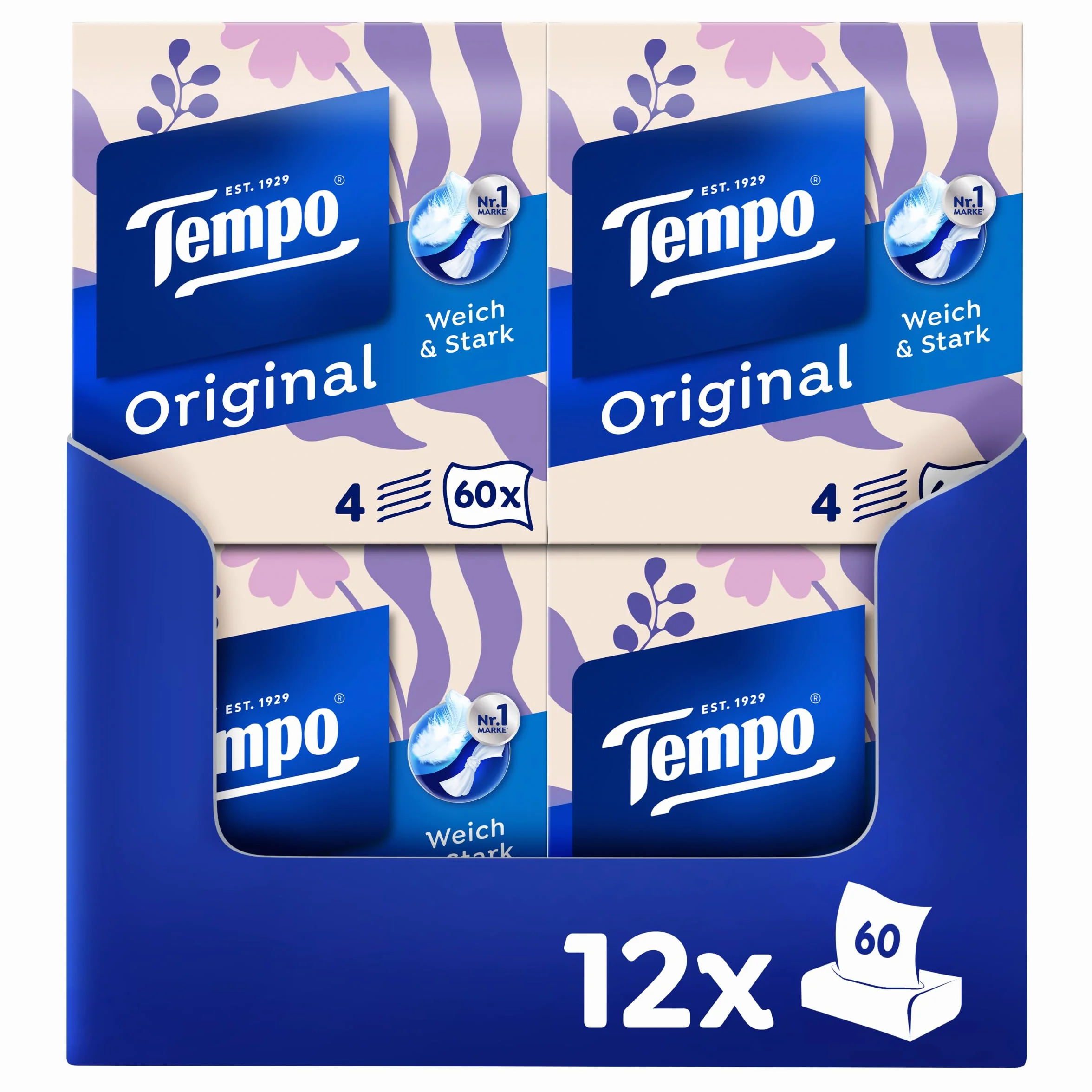 Tempo Original Pudełko na chusteczki Megapack 12 pudełek 60 chusteczek